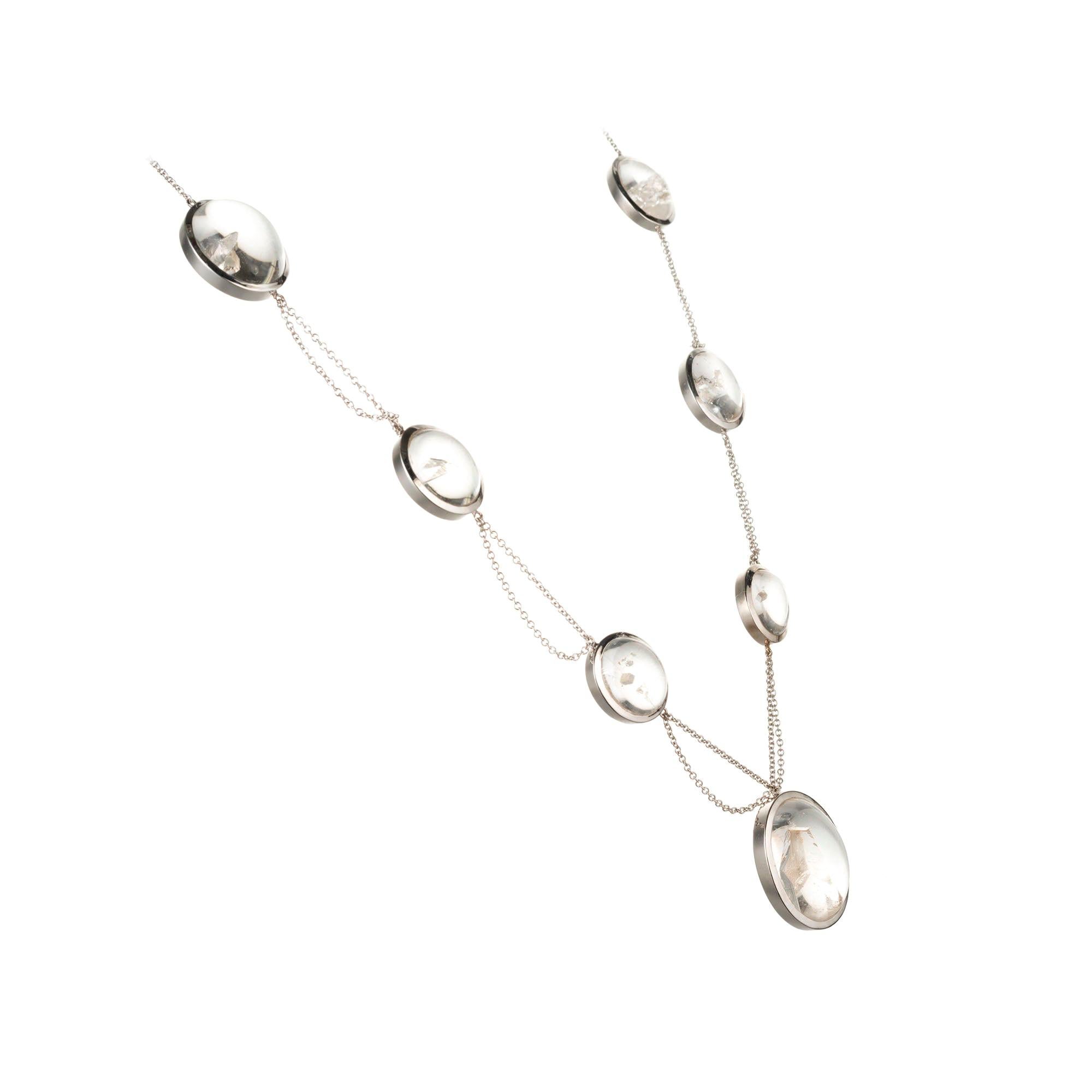 Peter Suchy 85.00 Carat Quartz Crystal Multi-Strand White Gold Pendant Necklace For Sale