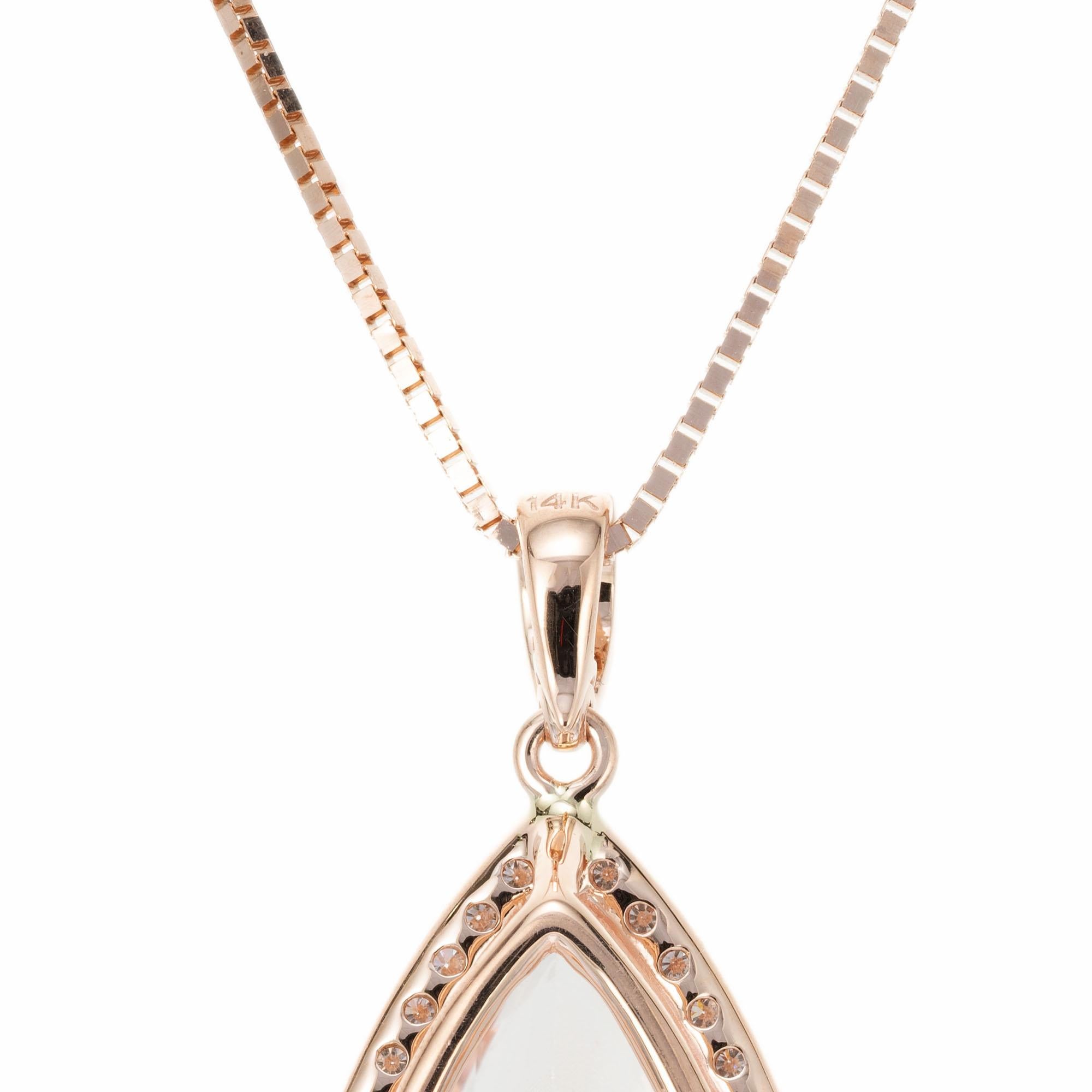 Peter Suchy 8.56 Carat Morganite Halo Diamond Rose Gold Pendant Necklace In New Condition For Sale In Stamford, CT
