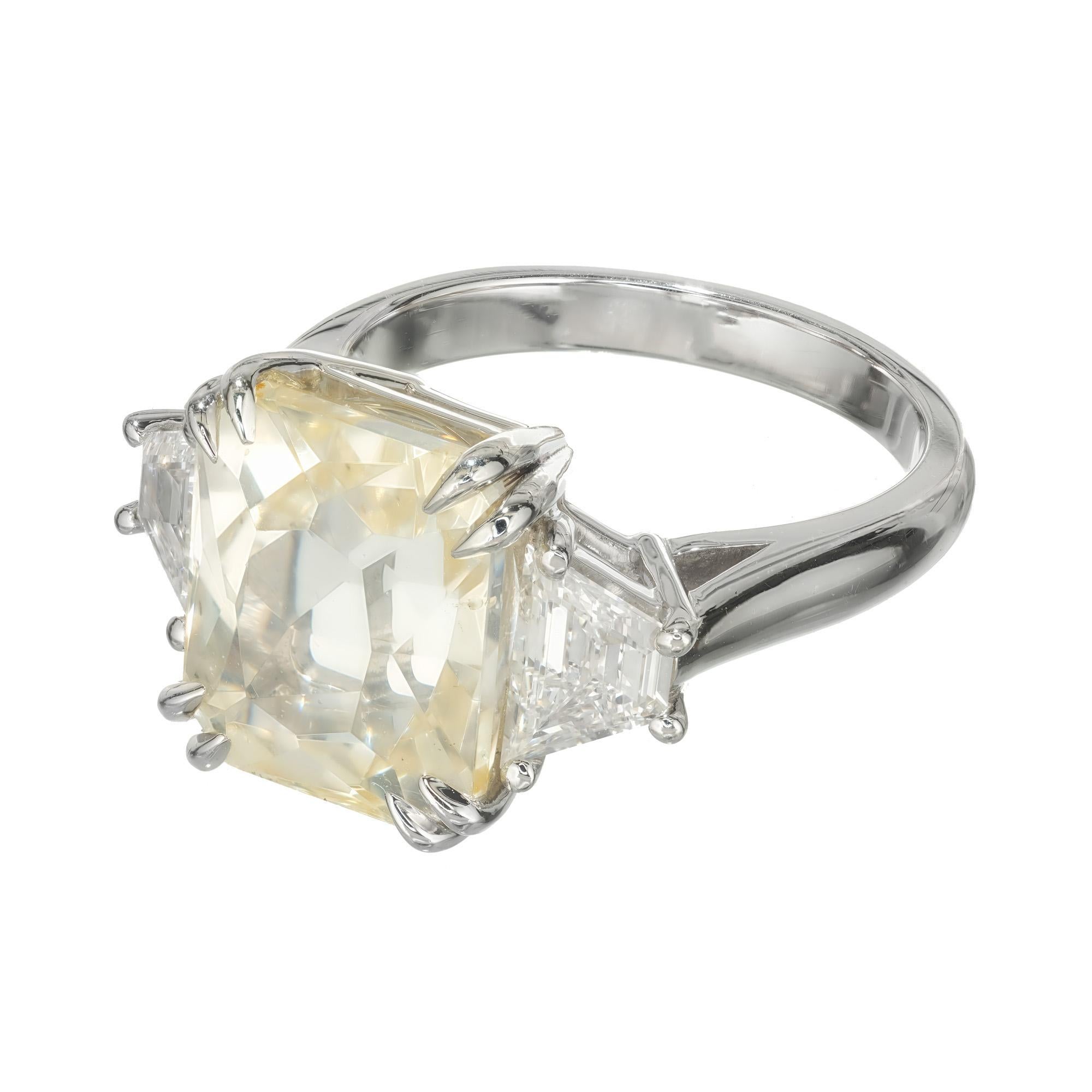 Women's Peter Suchy 8.76 Carat Natural Yellow Sapphire Diamond Platinum Engagement Ring