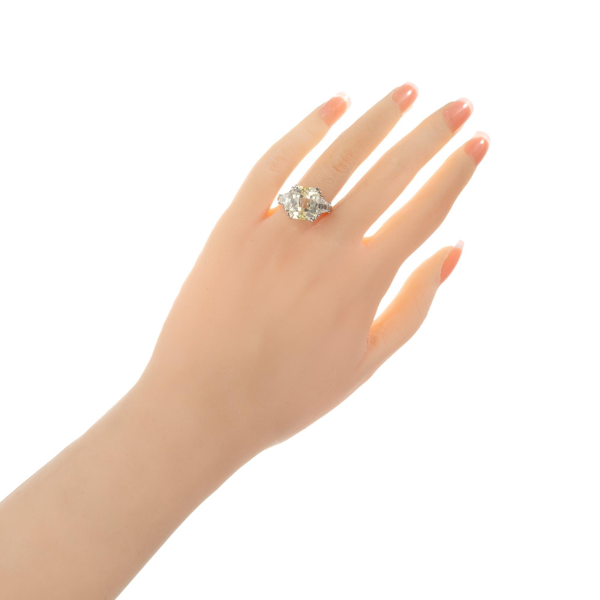 Peter Suchy 8.76 Carat Natural Yellow Sapphire Diamond Platinum Engagement Ring 3