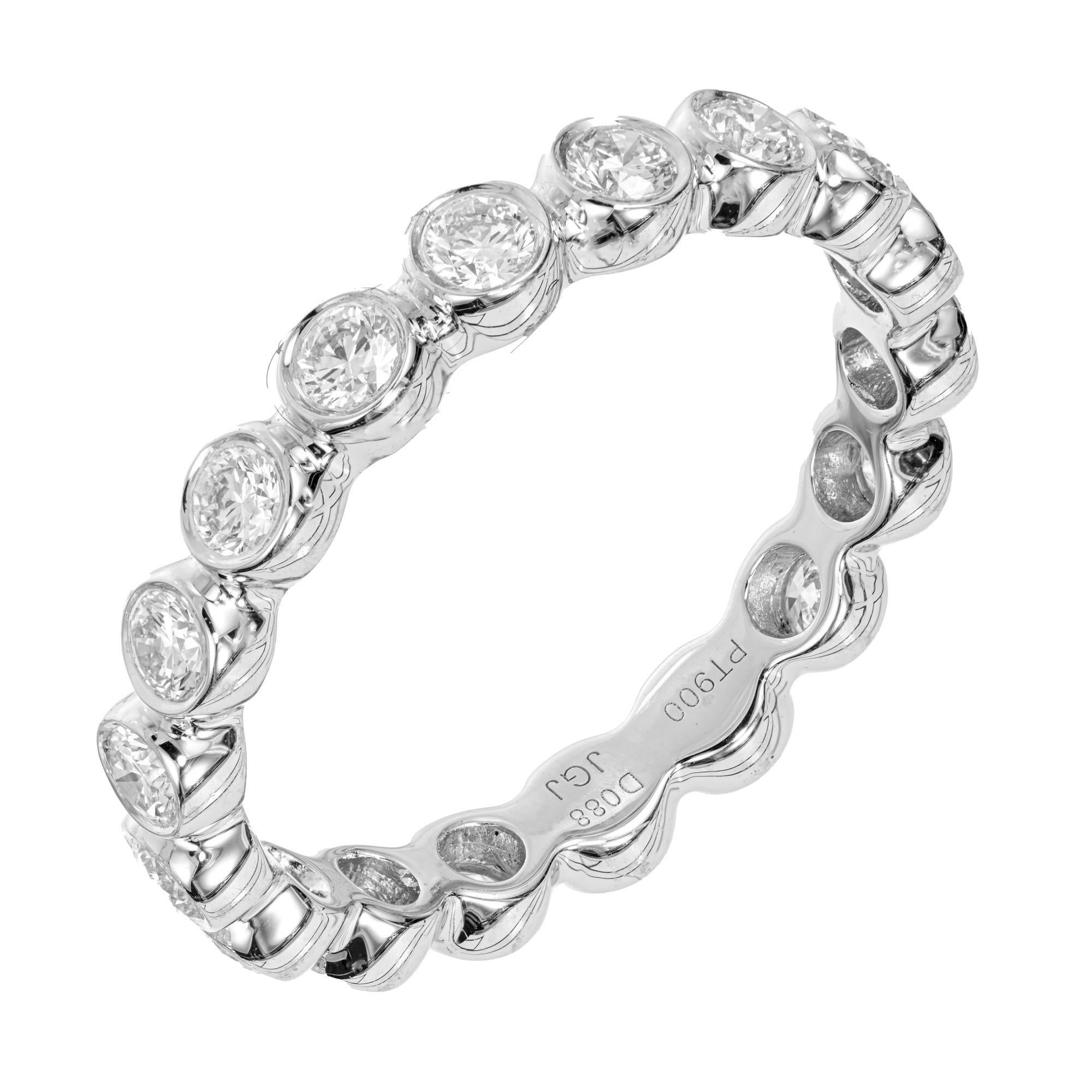 Round Cut Peter Suchy .88 Carat Round Brilliant Cut Diamond Platinum Eternity Ring For Sale