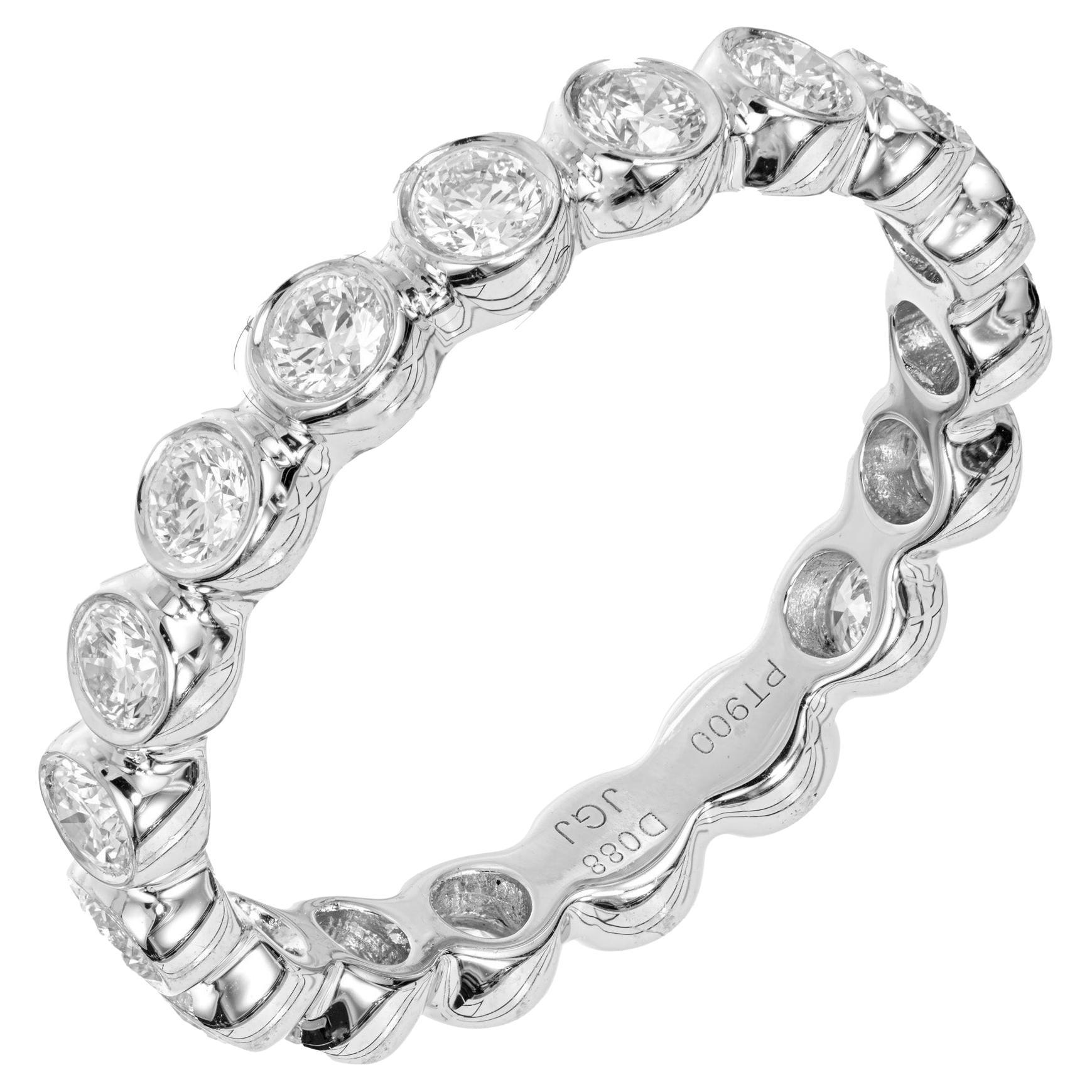 Peter Suchy .88 Carat Round Brilliant Cut Diamond Platinum Eternity Ring For Sale