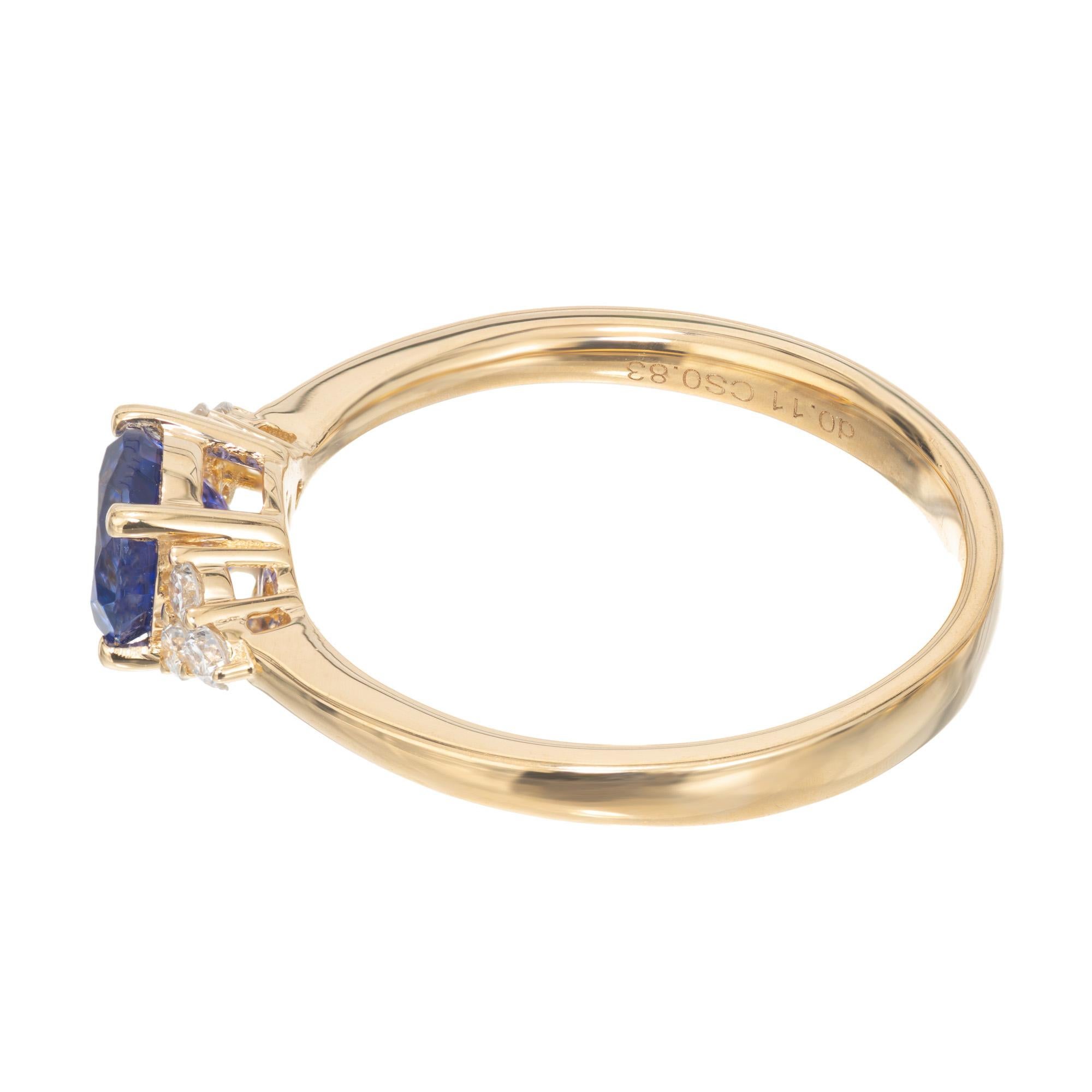 Peter Suchy .88 Carat Round Tanzanite Diamond Yellow Gold Engagement Ring In New Condition In Stamford, CT