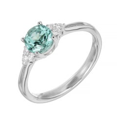 Peter Suchy .88 Carat Round Tourmaline Diamond White Gold Engagement Ring