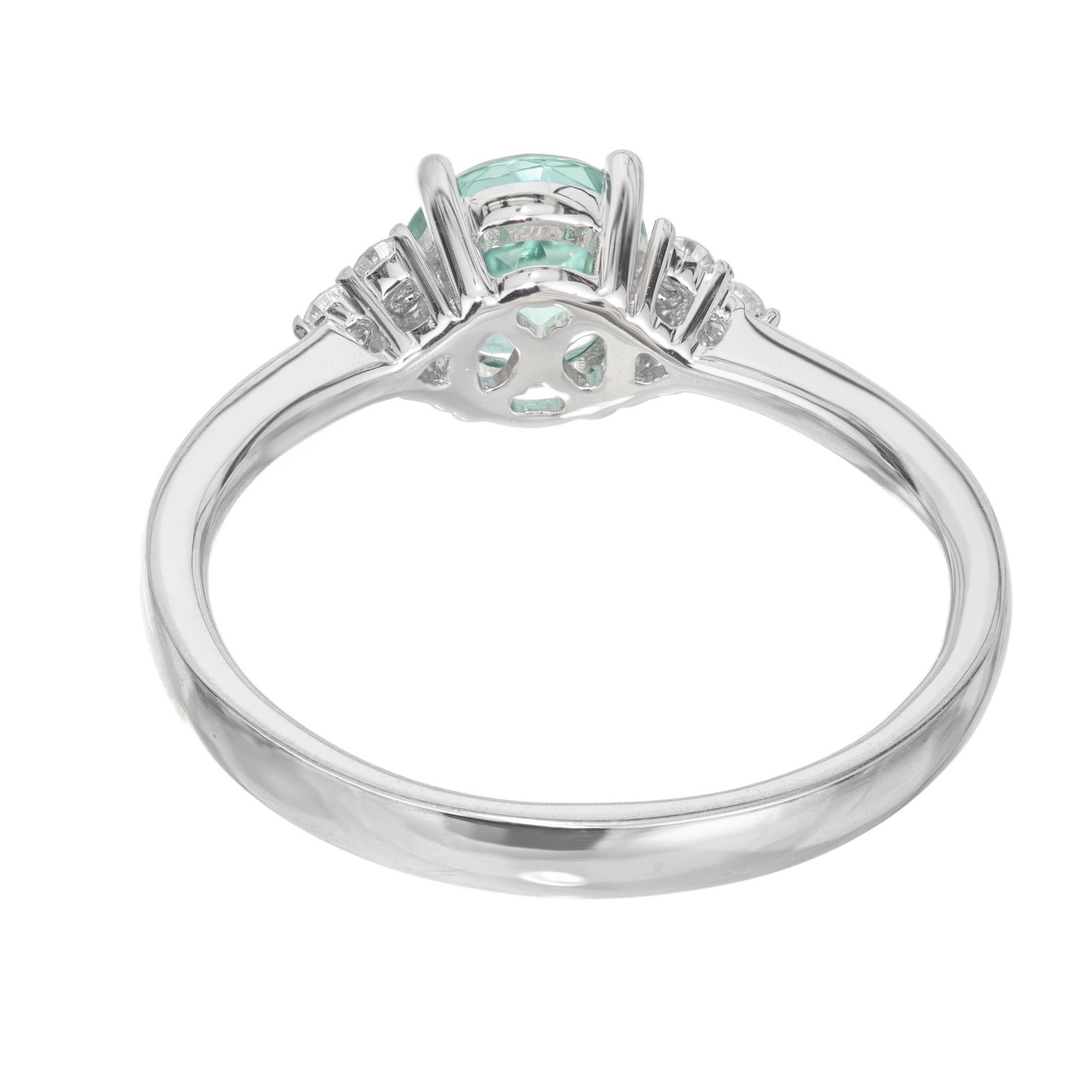 Women's Peter Suchy .88 Carat Round Tourmaline Diamond White Gold Engagement Ring For Sale