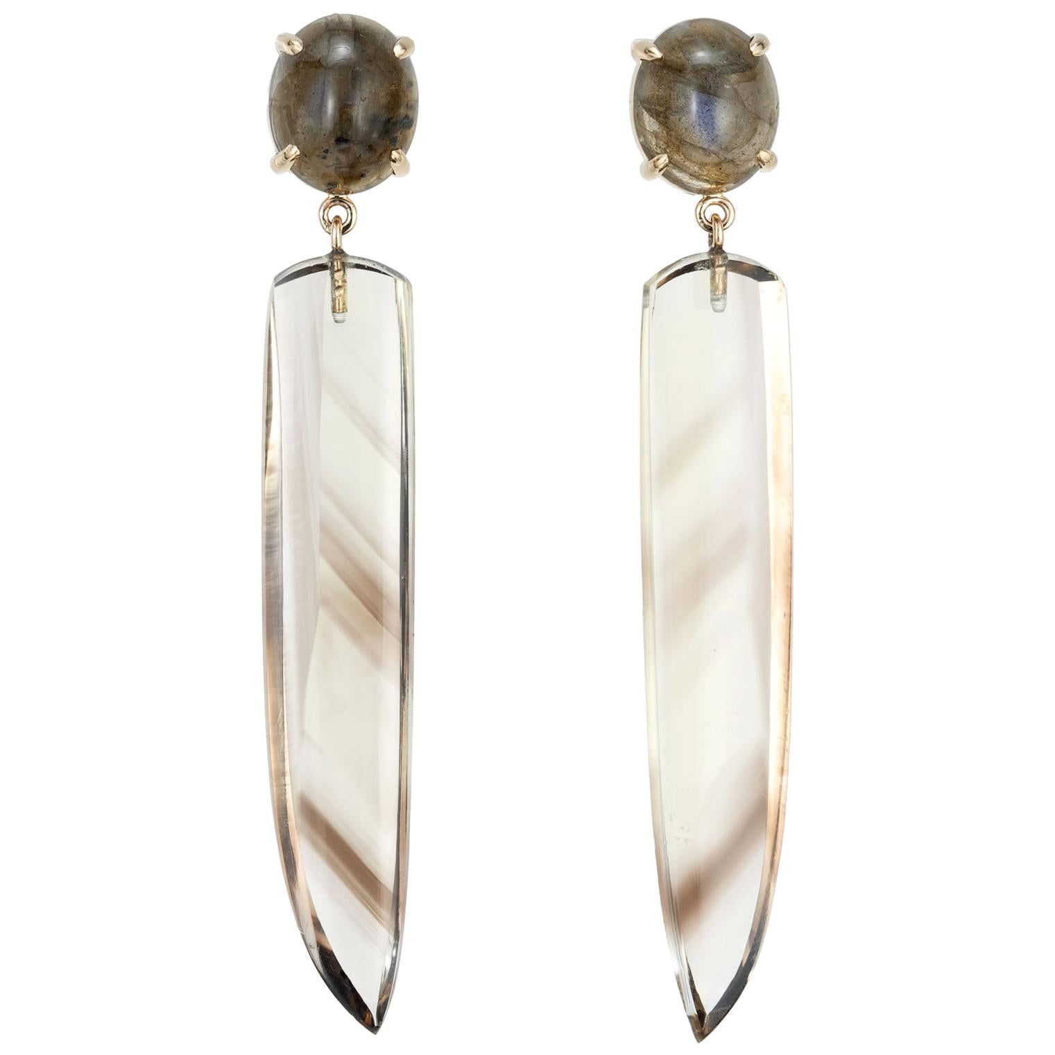 Gold Labradorite Earrings
