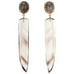 Orecchini pendenti in oro giallo con quarzo fumé di Peter Suchy da 8,99 carati