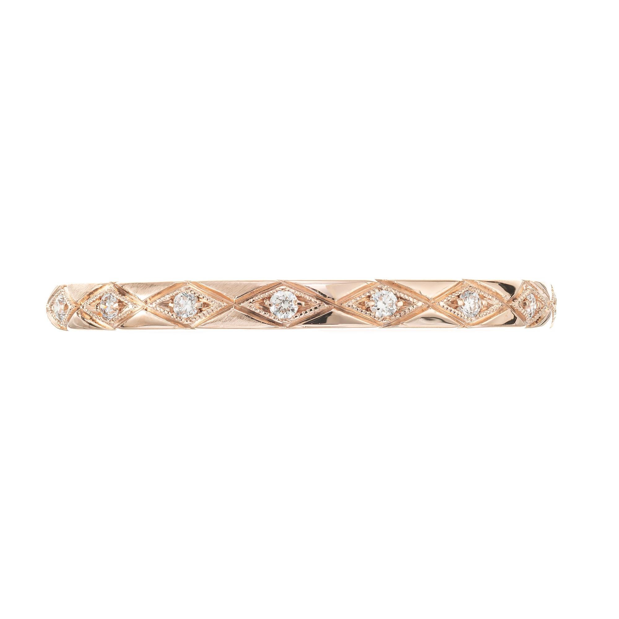 Peter Suchy bead set diamond eternity wedding band ring with 16 brilliant cut diamonds. Can be ordered in any size. Created in the Peter Suchy Workshop.

16 round brilliant cut diamonds, G VS approx. .9cts
Size 6.5 and sizable 
14k rose gold