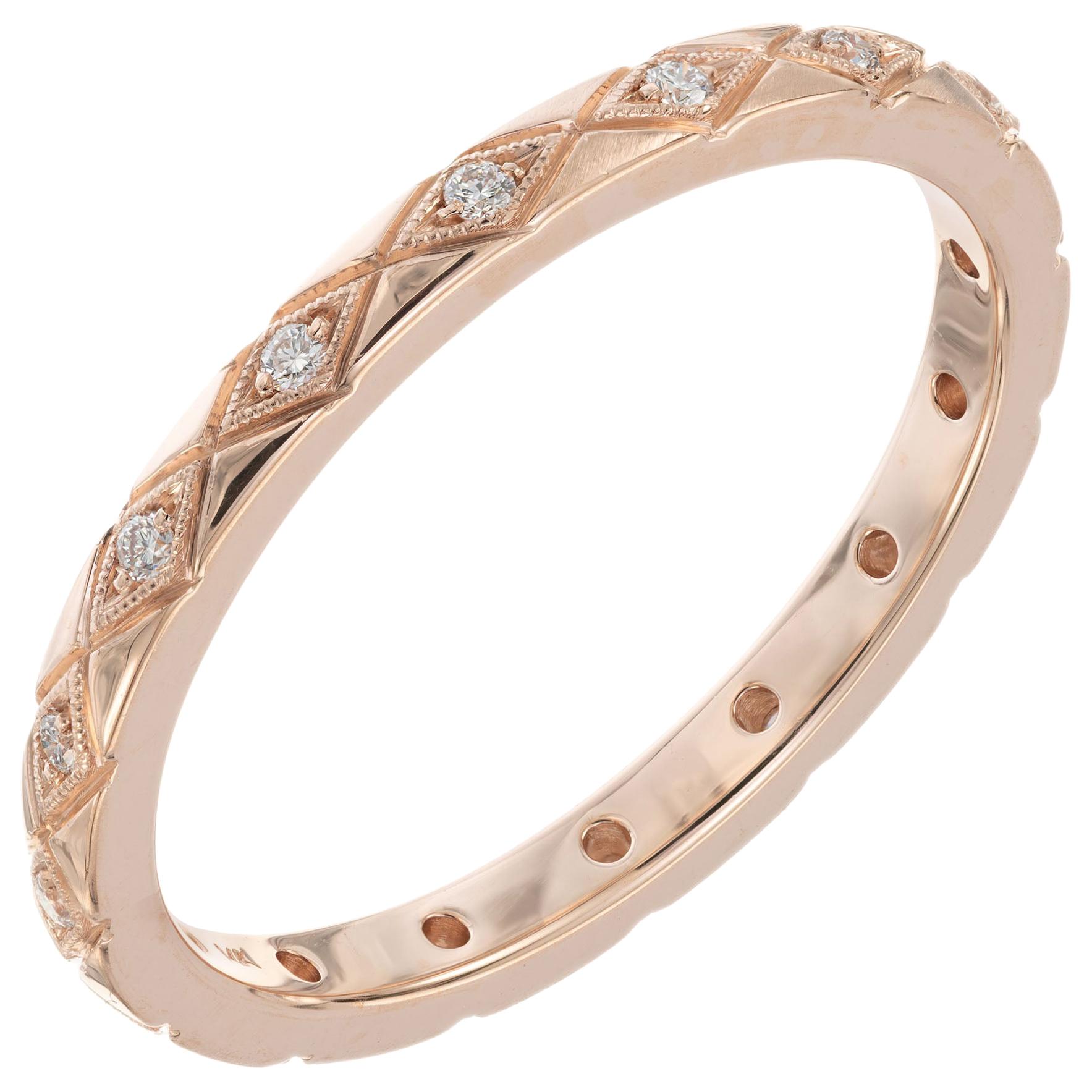 Peter Suchy .9 Carat Diamond Rose Gold Eternity Wedding Band Ring For Sale