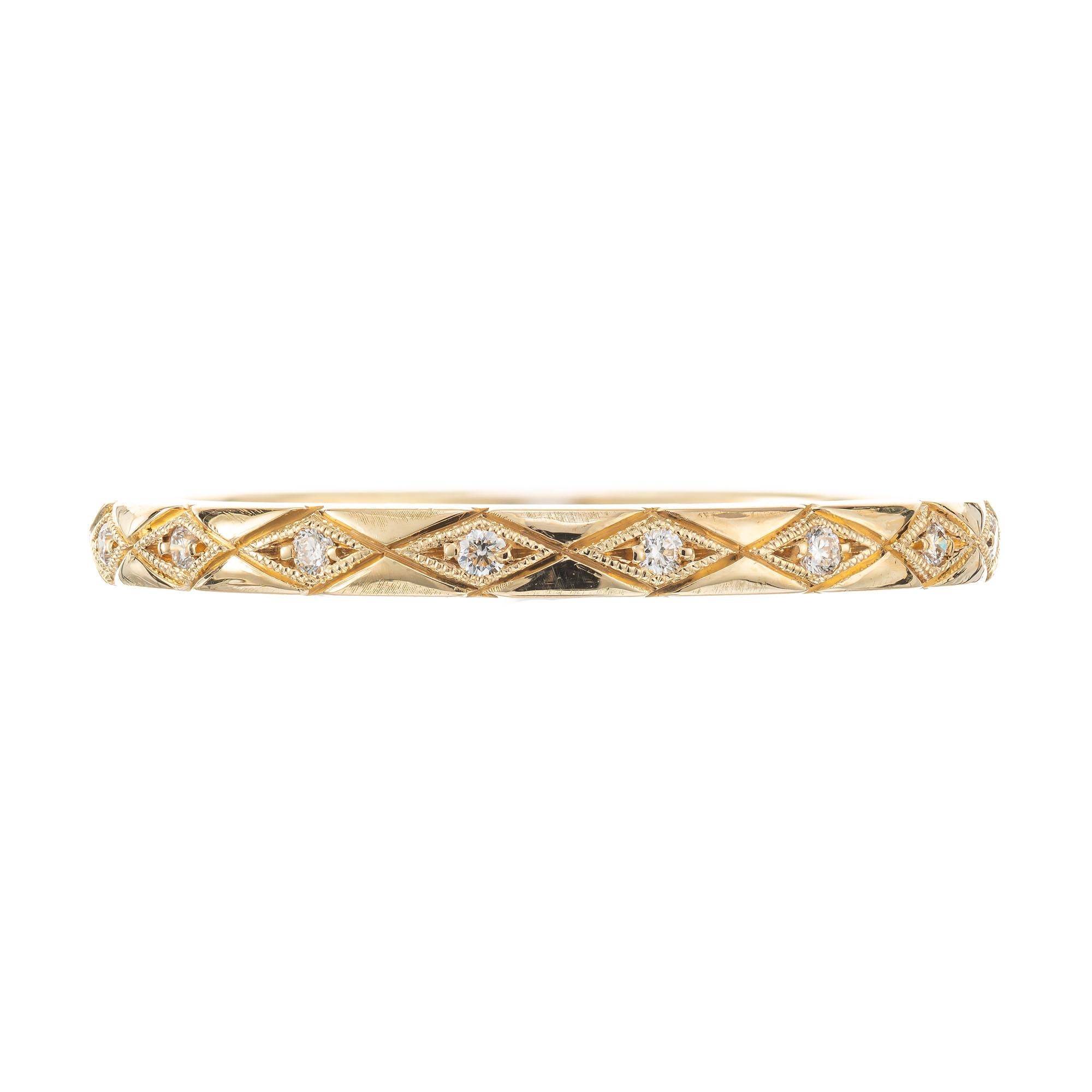 Peter Suchy .9 Carat Diamond Yellow Gold Eternity Wedding Band Ring In New Condition For Sale In Stamford, CT