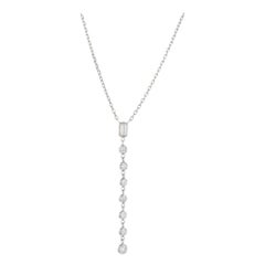Peter Suchy .93 Carat Emerald Round Diamond Gold Dangle Drop Pendant Necklace