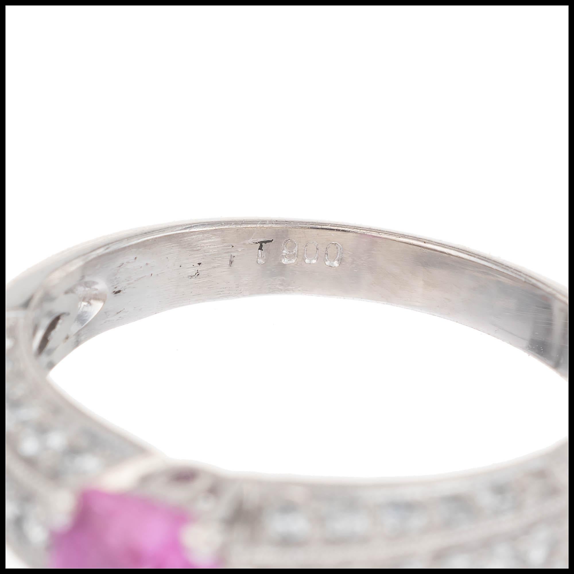 Women's Peter Suchy .93 Carat Pink Sapphire Diamond Platinum Engagement Ring For Sale
