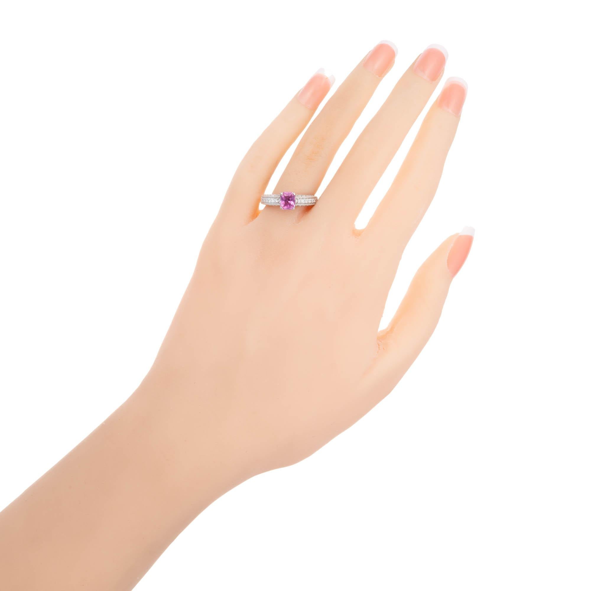 Peter Suchy .93 Carat Pink Sapphire Diamond Platinum Engagement Ring For Sale 1