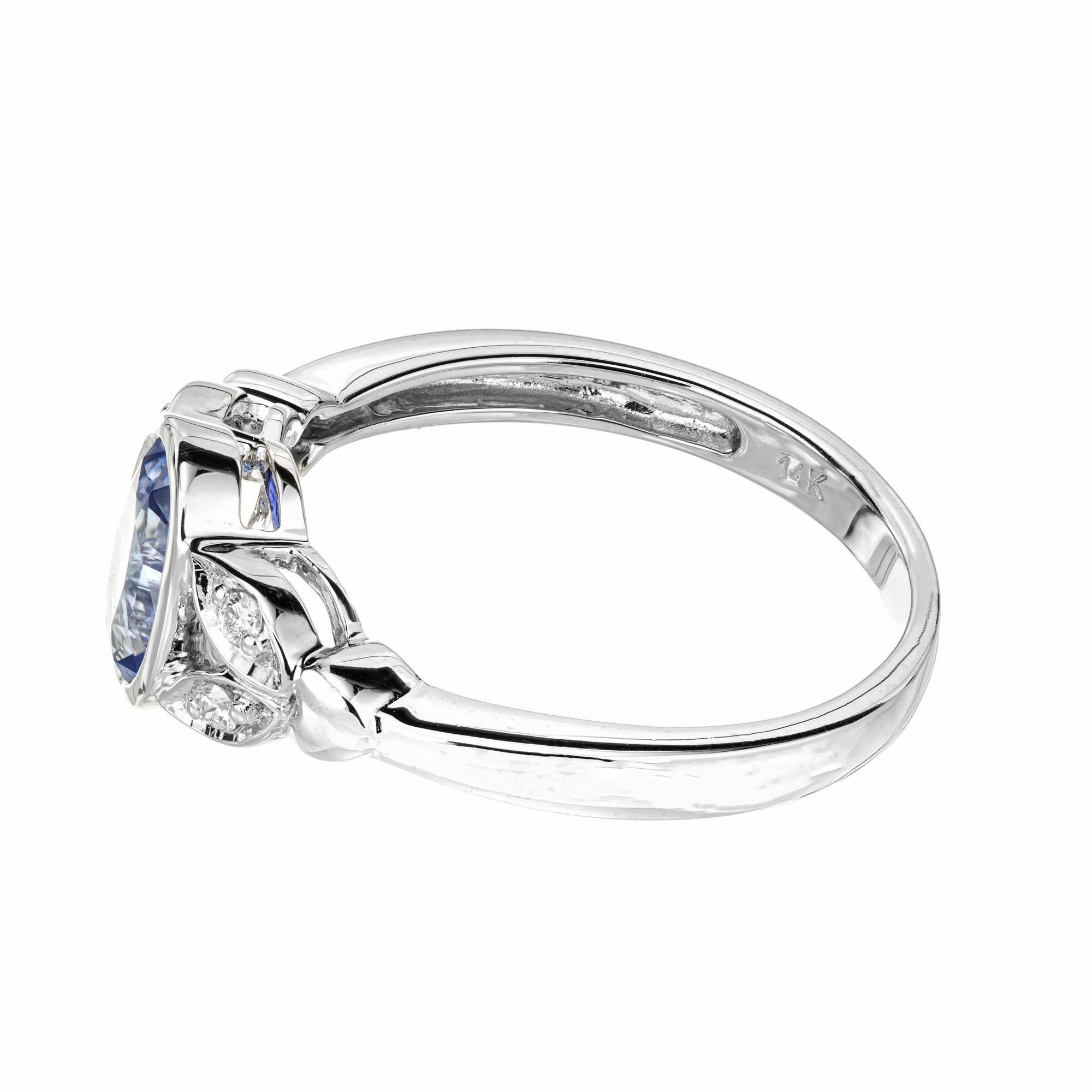 Peter Suchy .93 Carat Sapphire Diamond White Gold Ring In New Condition In Stamford, CT