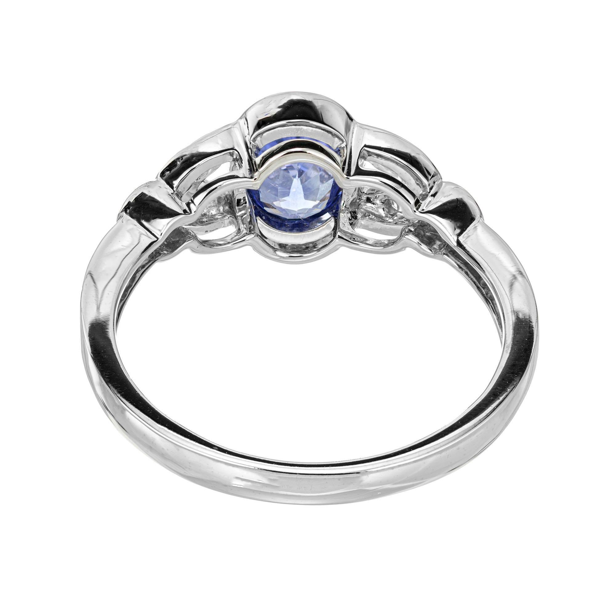 Women's Peter Suchy .93 Carat Sapphire Diamond White Gold Ring