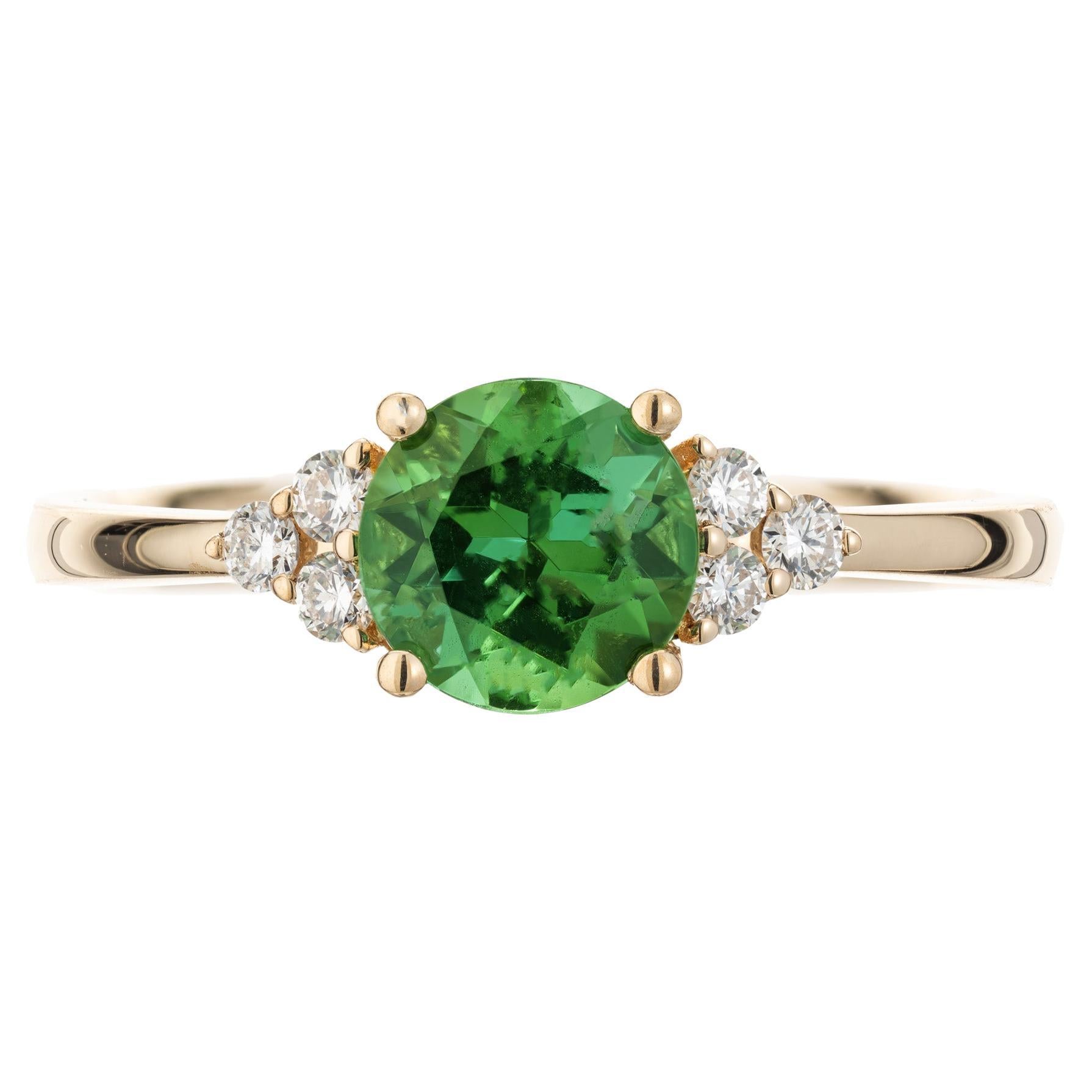 Peter Suchy .95 Carat Tourmaline Diamond Yellow Gold Engagement Ring For Sale