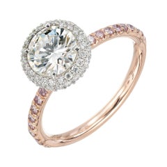 Peter Suchy .96 Carat Round Diamond Halo Rose Gold Solitaire Engagement Ring