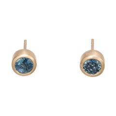 Peter Suchy .98 Carat Round Sapphire Yellow Gold Stud Earrings