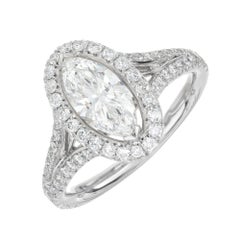 Peter Suchy .99 Carat Marquise Diamond Halo Platinum Engagement Ring