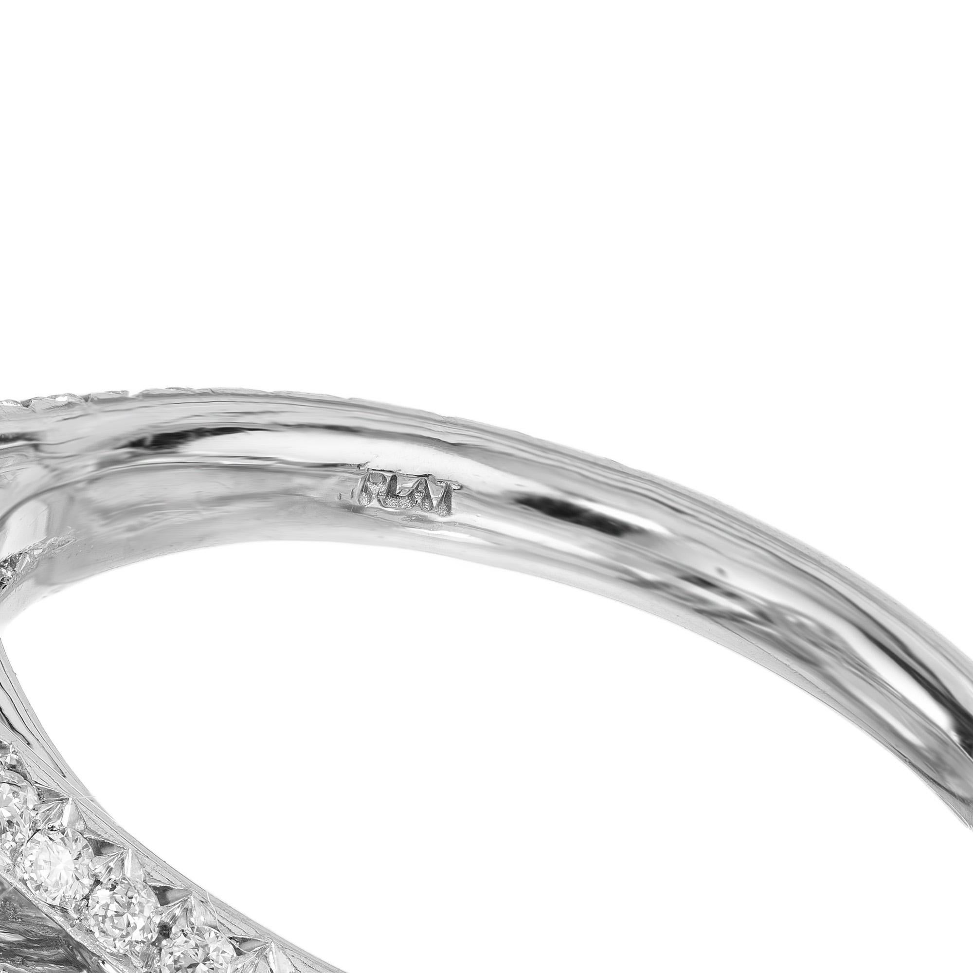 Peter Suchy .99 Carat Marquise Diamond Halo Platinum Engagement Ring In Excellent Condition For Sale In Stamford, CT