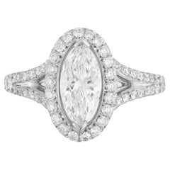 Peter Suchy .99 Carat Marquise Diamond Halo Platinum Engagement Ring