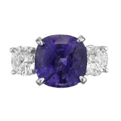 Peter Suchy AGL Anello di fidanzamento in platino con diamante e zaffiro naturale da 7,72 carati