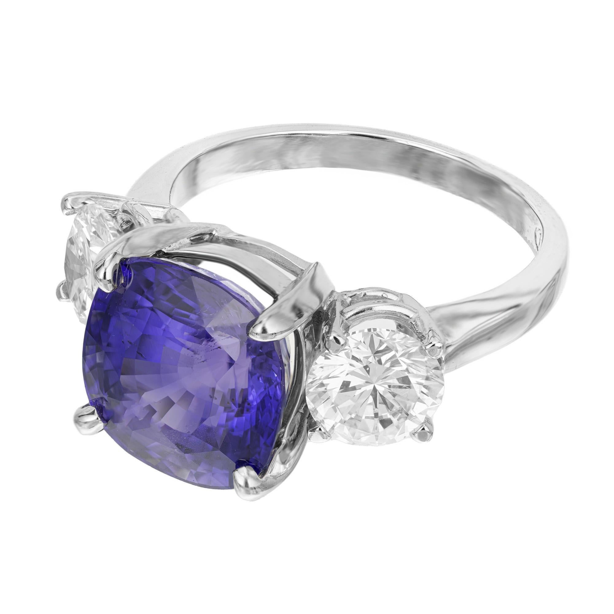 Cushion Cut Peter Suchy AGL 7.72 Carat Natural Sapphire Diamond Platinum Engagement Ring For Sale