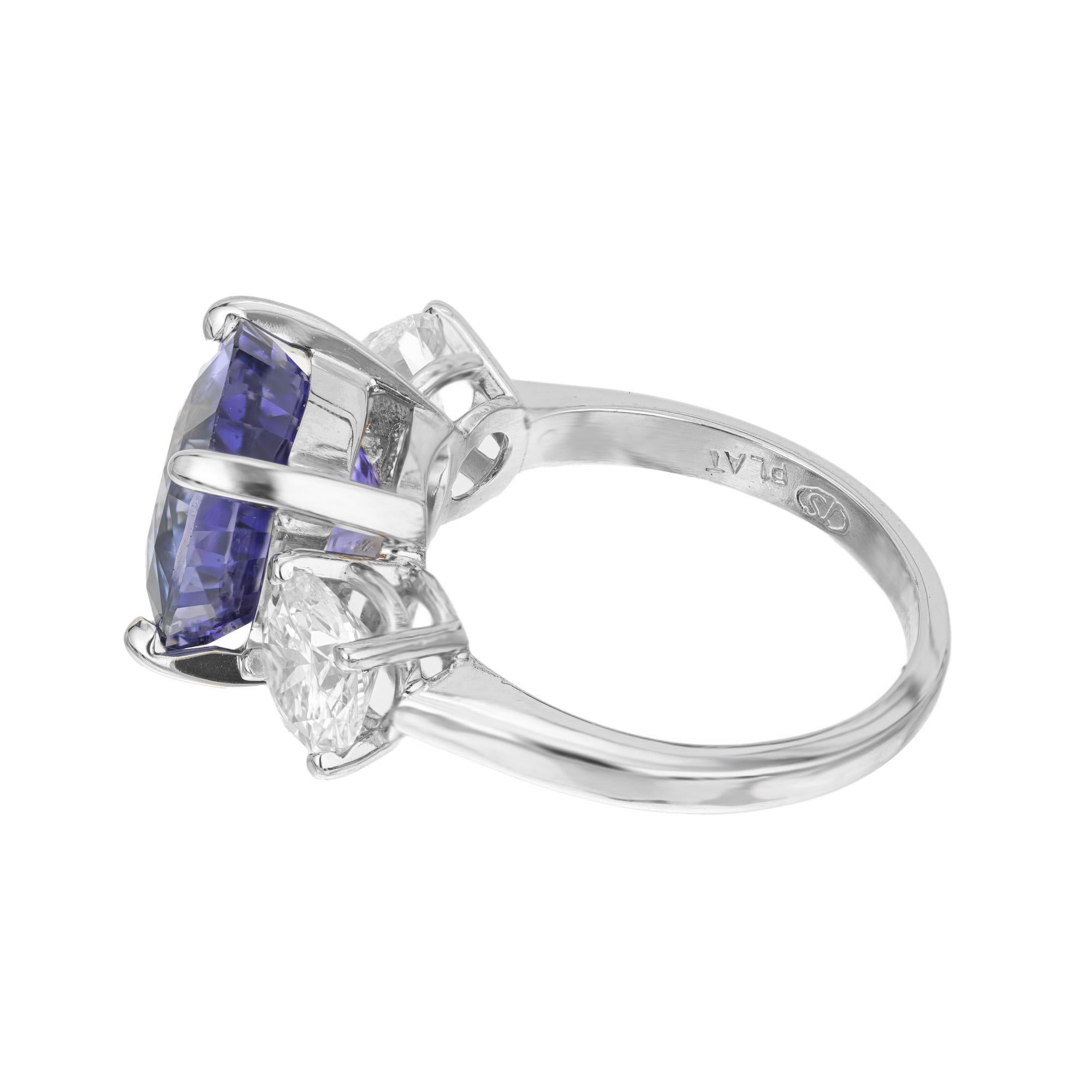 Peter Suchy AGL 7.72 Carat Natural Sapphire Diamond Platinum Engagement Ring For Sale 1