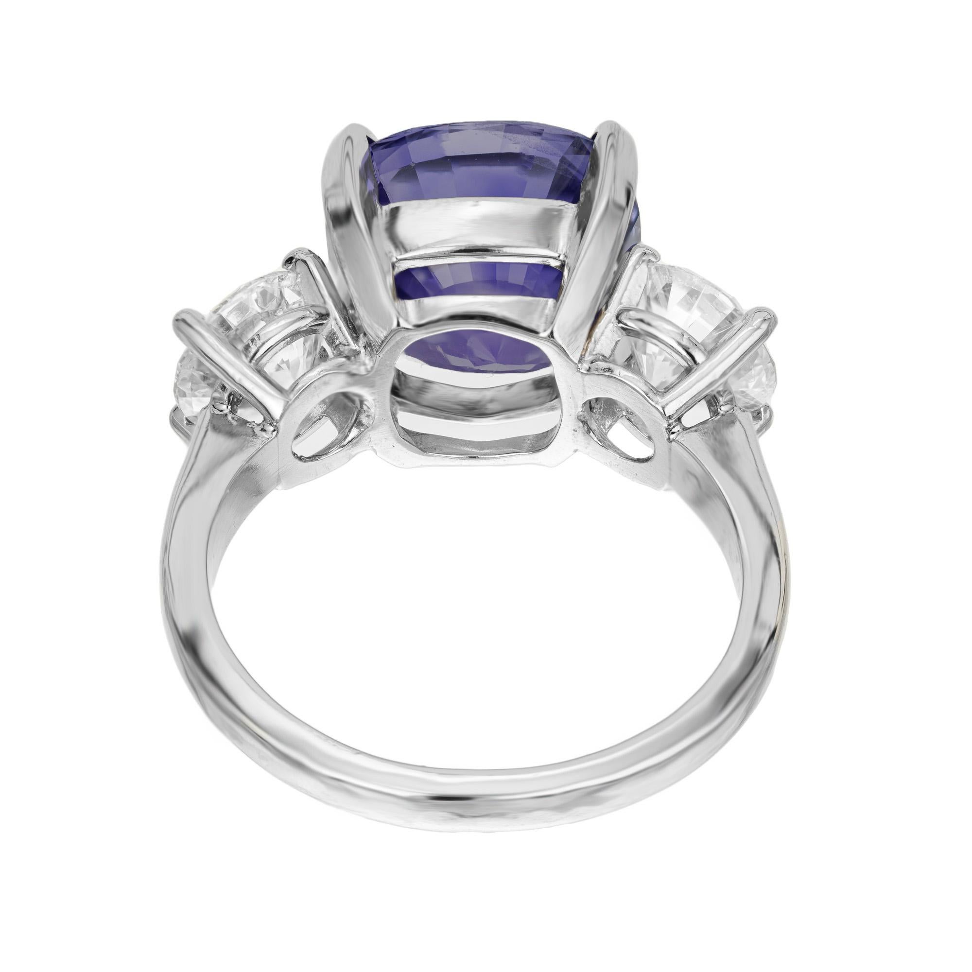 Peter Suchy AGL 7.72 Carat Natural Sapphire Diamond Platinum Engagement Ring For Sale 2