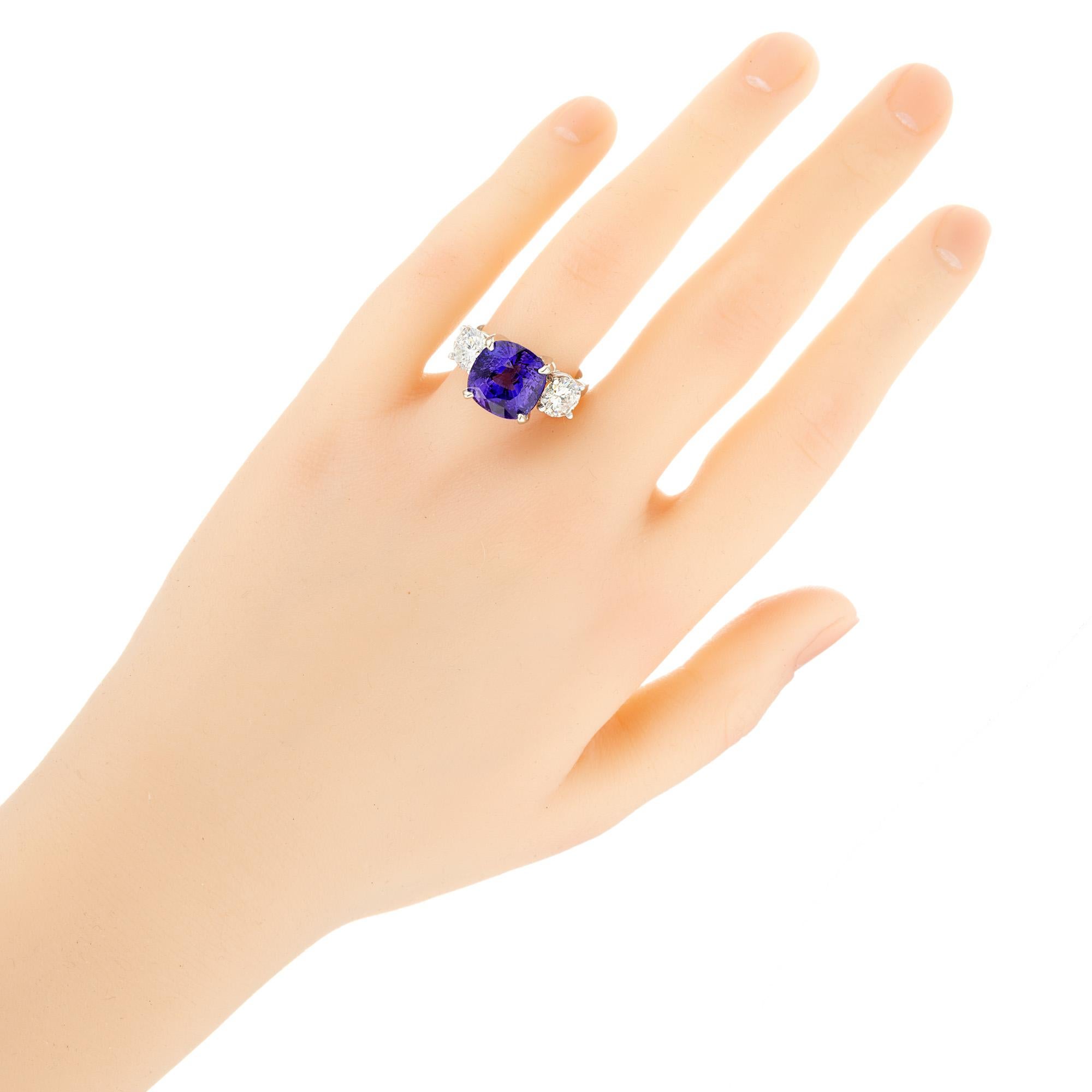 Peter Suchy AGL 7.72 Carat Natural Sapphire Diamond Platinum Engagement Ring For Sale 4