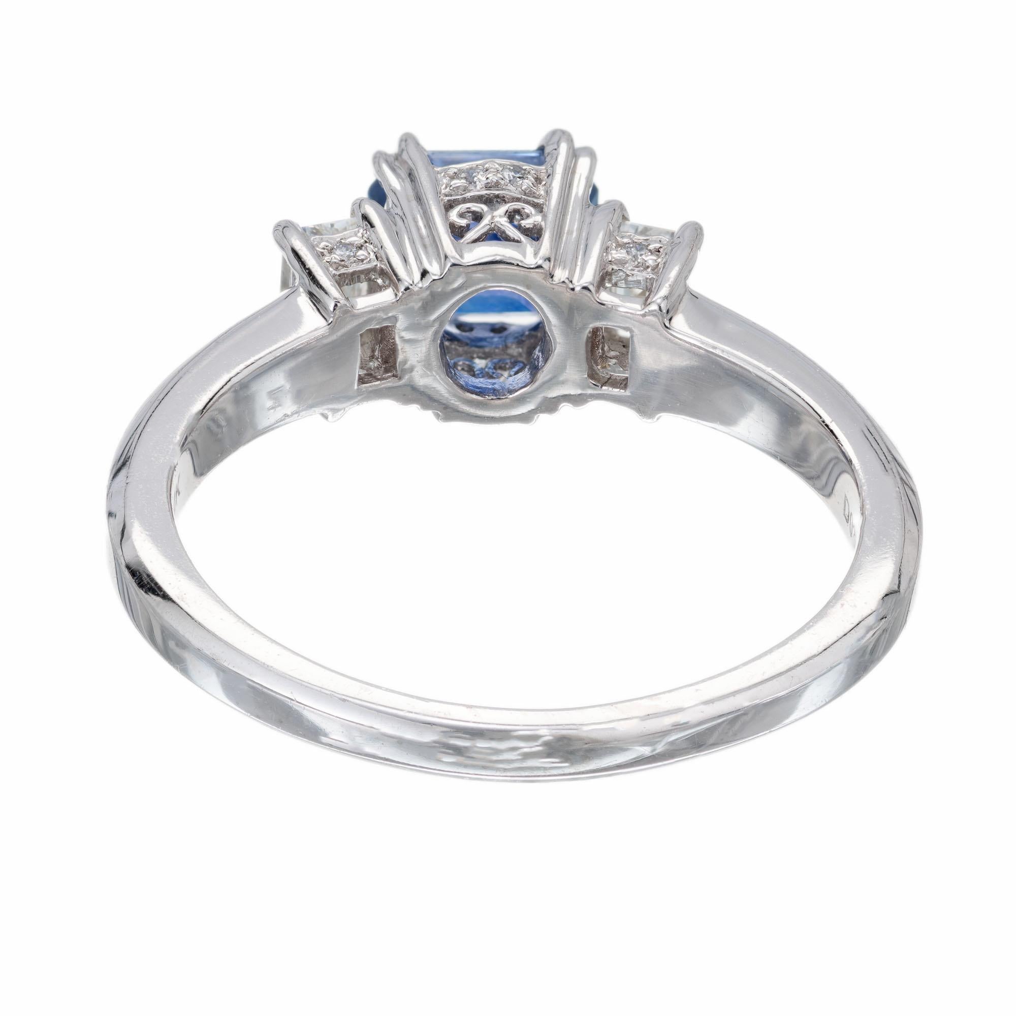 Peter Suchy AGL Certified 1.29 Carat Sapphire Diamond Platinum Engagement Ring In New Condition For Sale In Stamford, CT