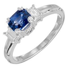 Peter Suchy AGL Certified 1.29 Carat Sapphire Diamond Platinum Engagement Ring