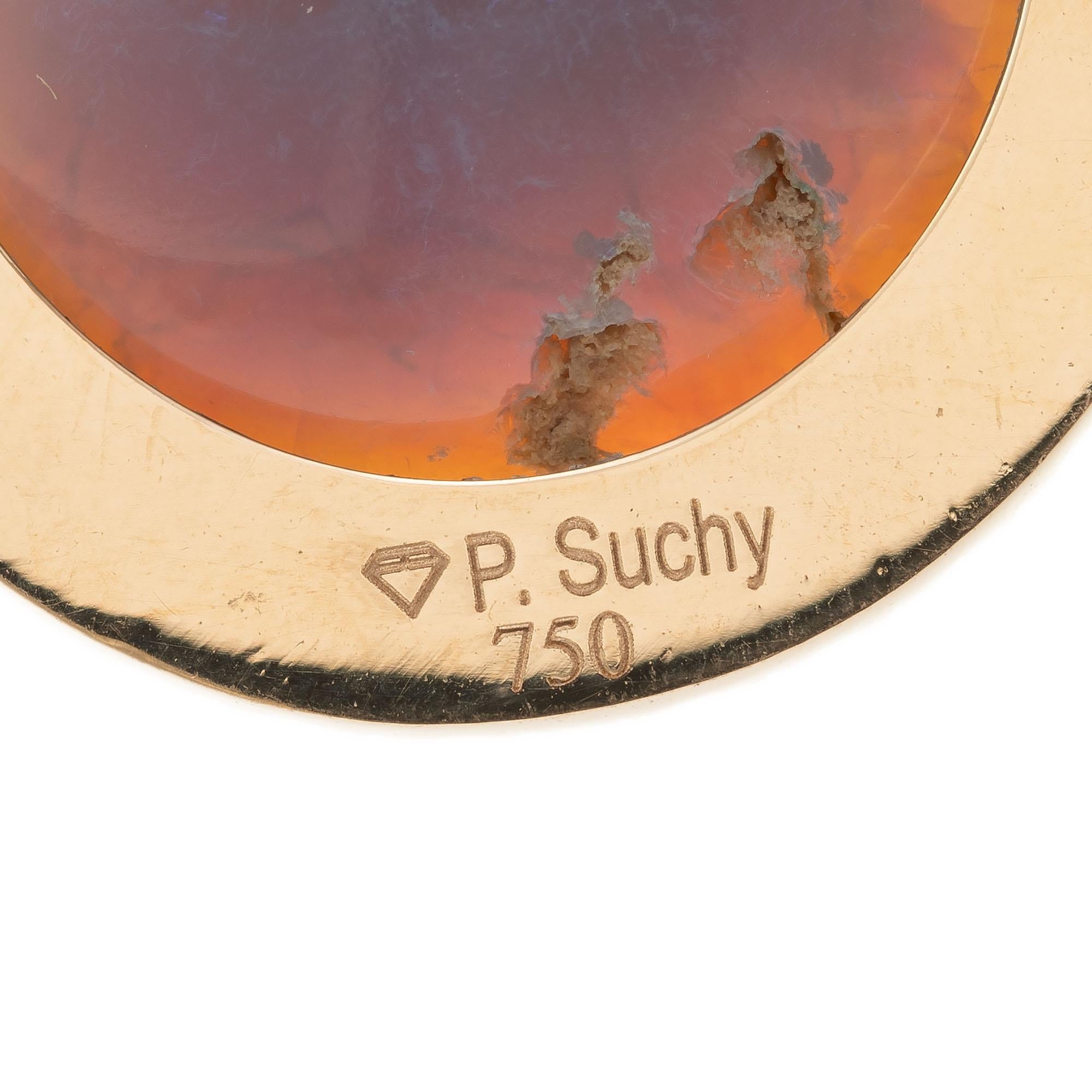Peter Suchy, Halskette mit AGL-zertifiziertem 13,62 Opal und Diamant in Gelbgold Damen im Angebot