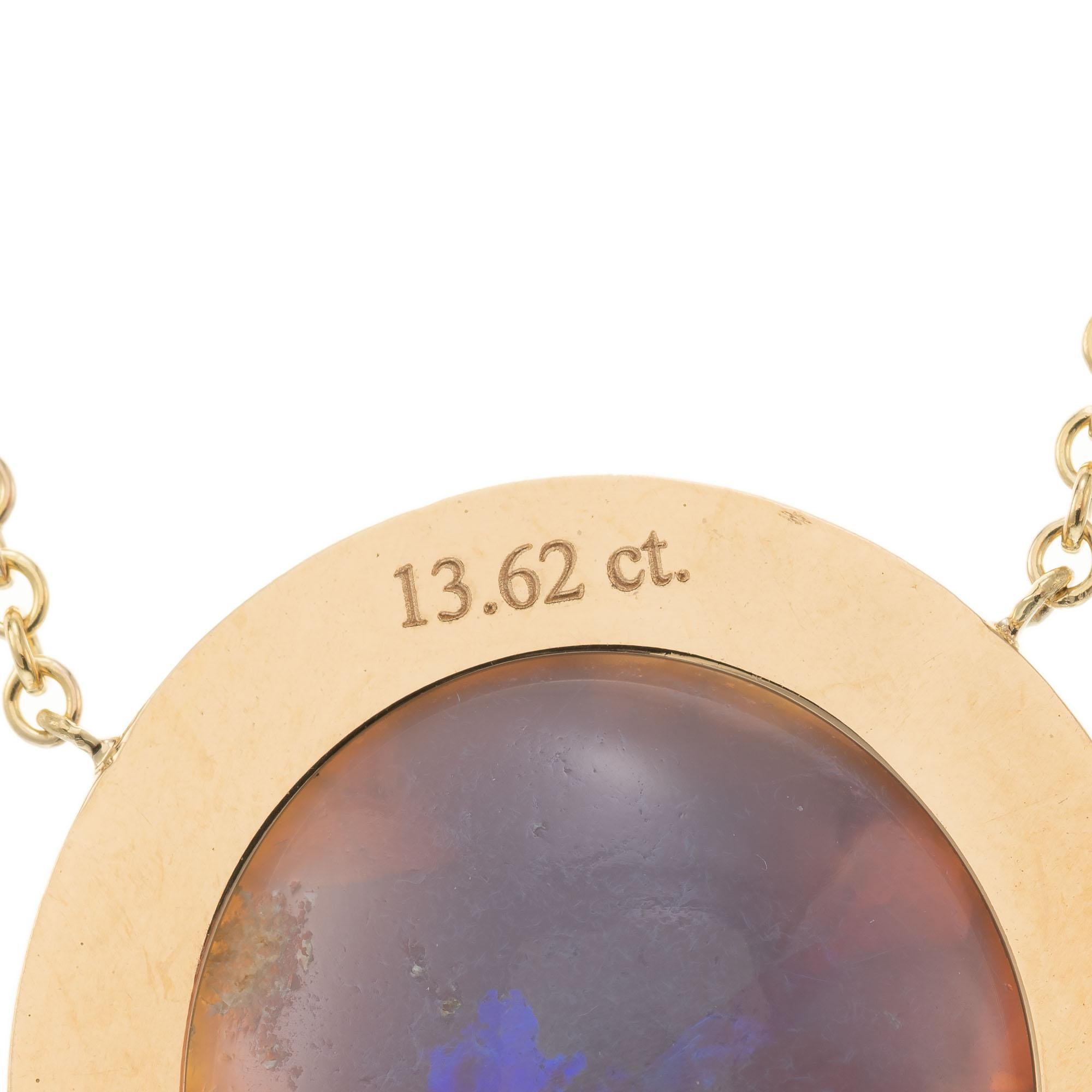 Peter Suchy, Halskette mit AGL-zertifiziertem 13,62 Opal und Diamant in Gelbgold im Angebot 1