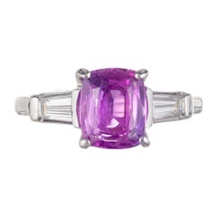 Peter Suchy AGL Certified 2.67 Carat Pink Sapphire Diamond Platinum Ring