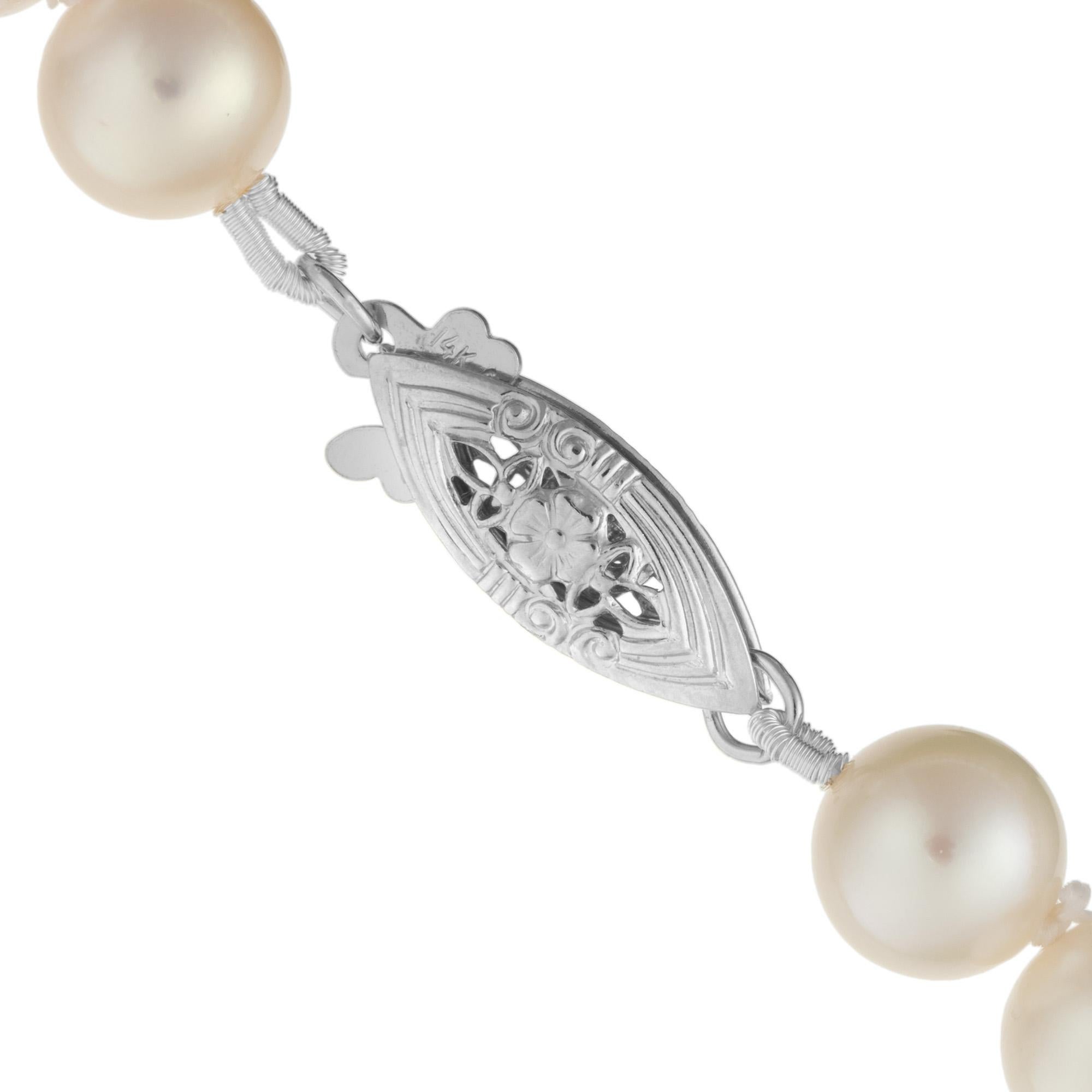 Peter Suchy Akoya Cultured 7mm to 7.77mm Pearl 14k White Gold Necklace In New Condition For Sale In Stamford, CT
