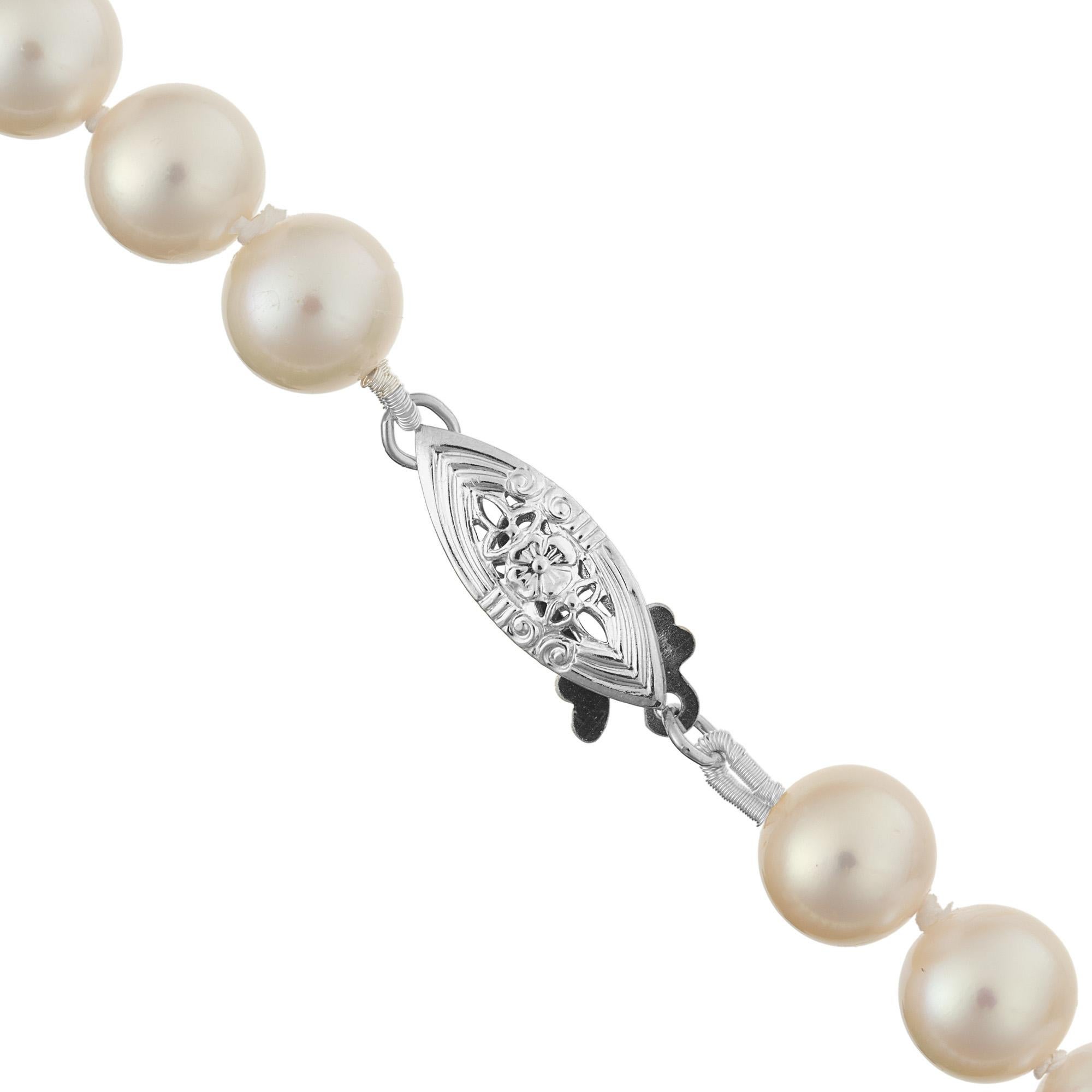 Women's Peter Suchy Akoya Cultured 7mm to 7.77mm Pearl 14k White Gold Necklace For Sale