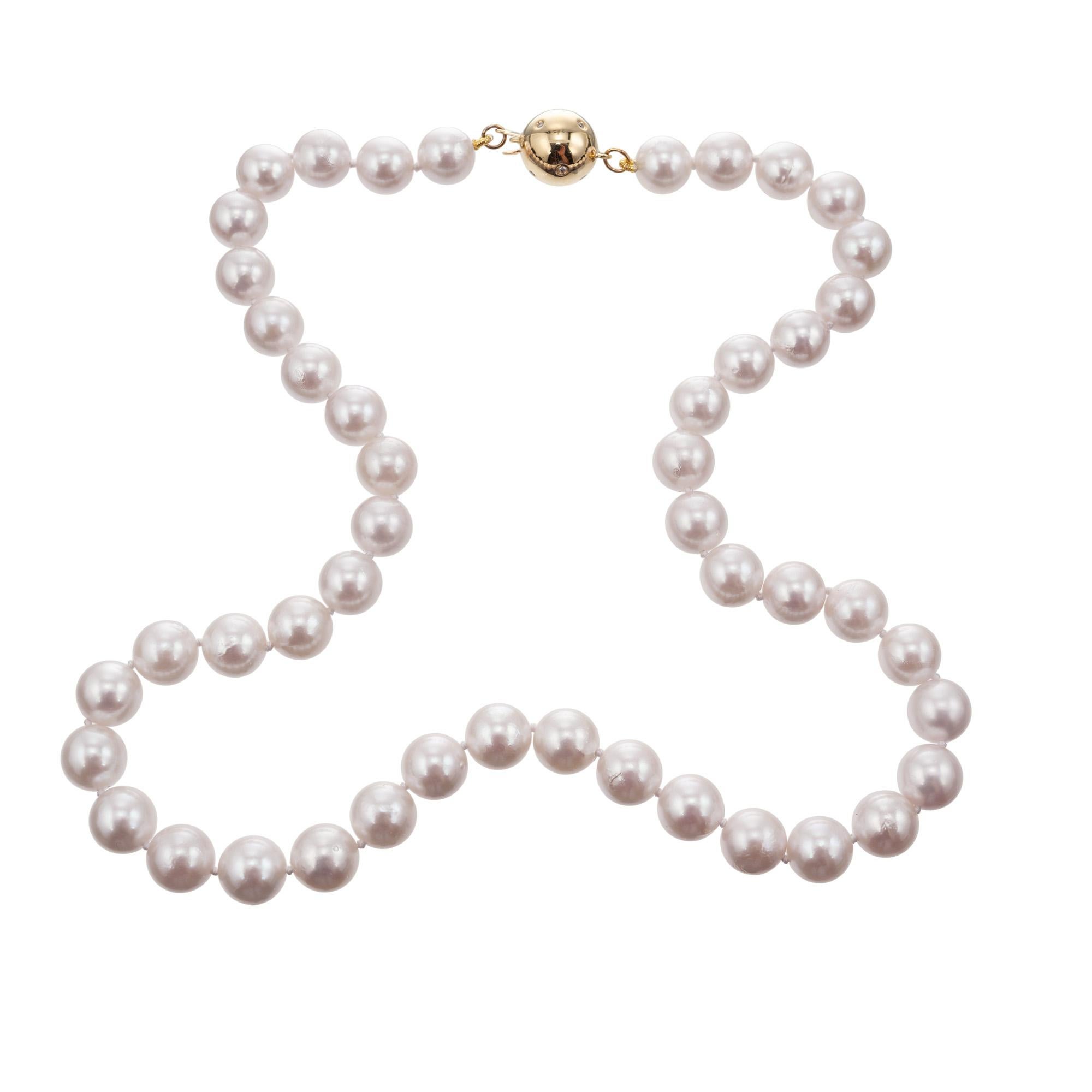 Peter Suchy Akoya Perle .8 Karat Diamant-Halskette (Rundschliff) im Angebot