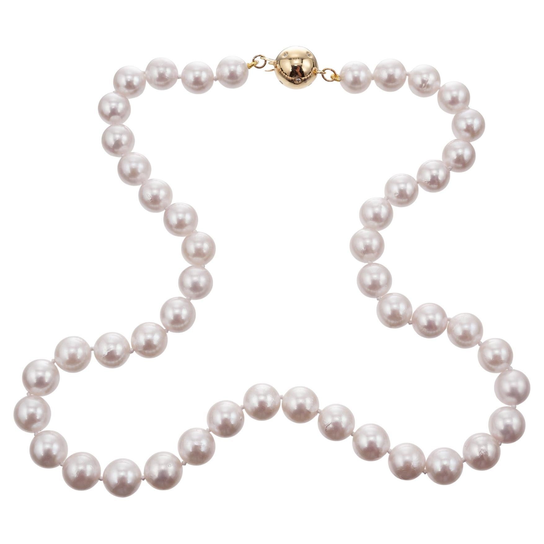 Peter Suchy Akoya Perle .8 Karat Diamant-Halskette im Angebot