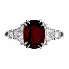 Peter Suchy Certified GIA 2.96 Carat Oval Ruby Diamond Platinum Engagement Ring
