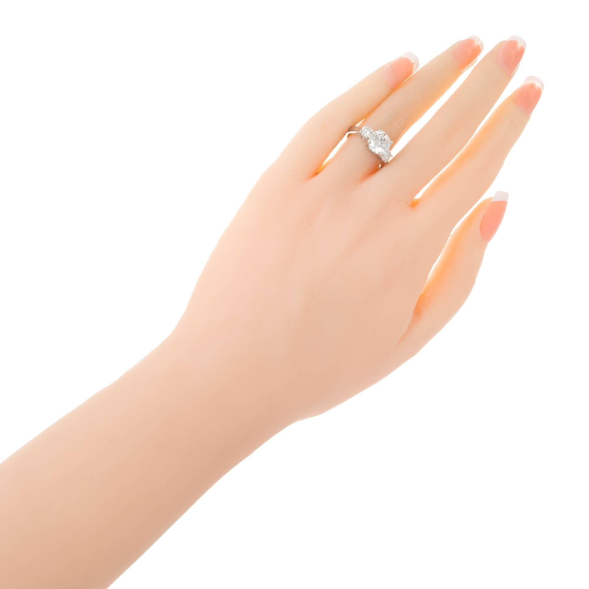 Peter Suchy 2.67 Carat Round Diamond Three-Stone Platinum Engagement Ring 1