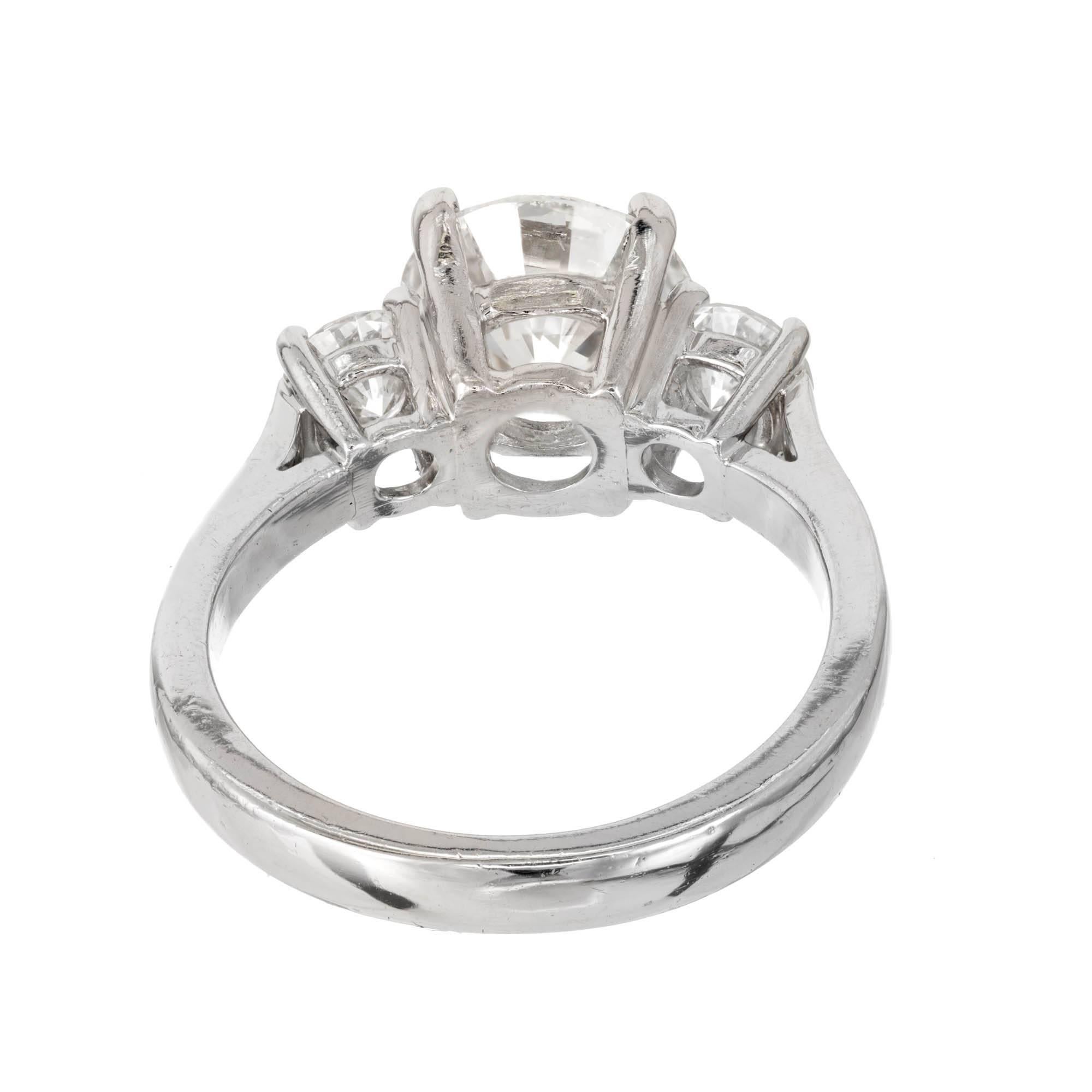 Peter Suchy 2.67 Carat Round Diamond Three-Stone Platinum Engagement Ring 2