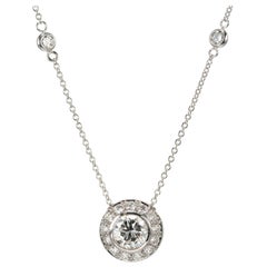 Peter Suchy Diamond 1.41 Carat by the Yard Halo Gold Pendant Necklace