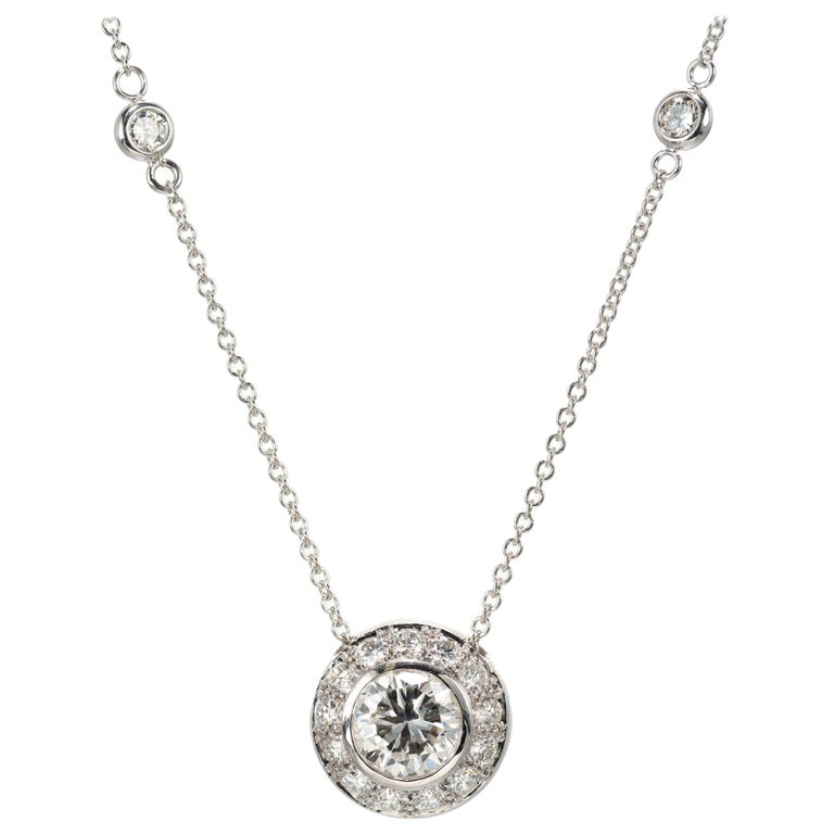 Peter Suchy Diamond 1.41 Carat by the Yard Halo Gold Pendant Necklace ...