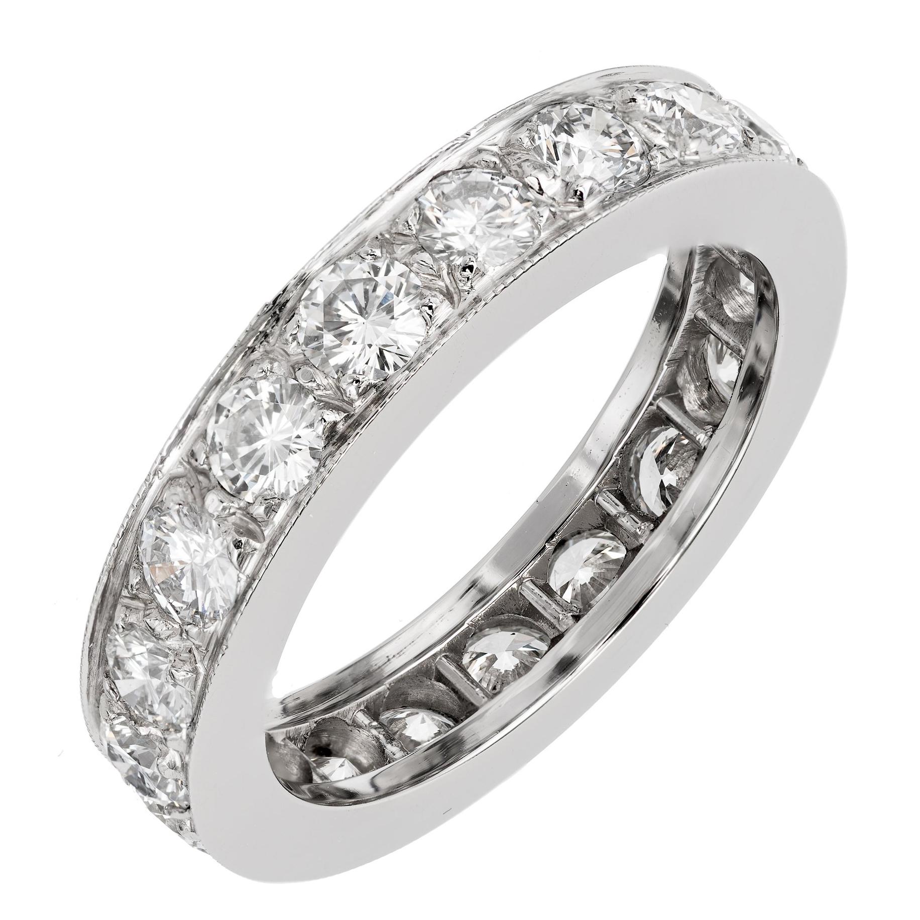 Peter Suchy Diamond 2.0 Carat Eternity Platinum Bead Set Band Ring For Sale