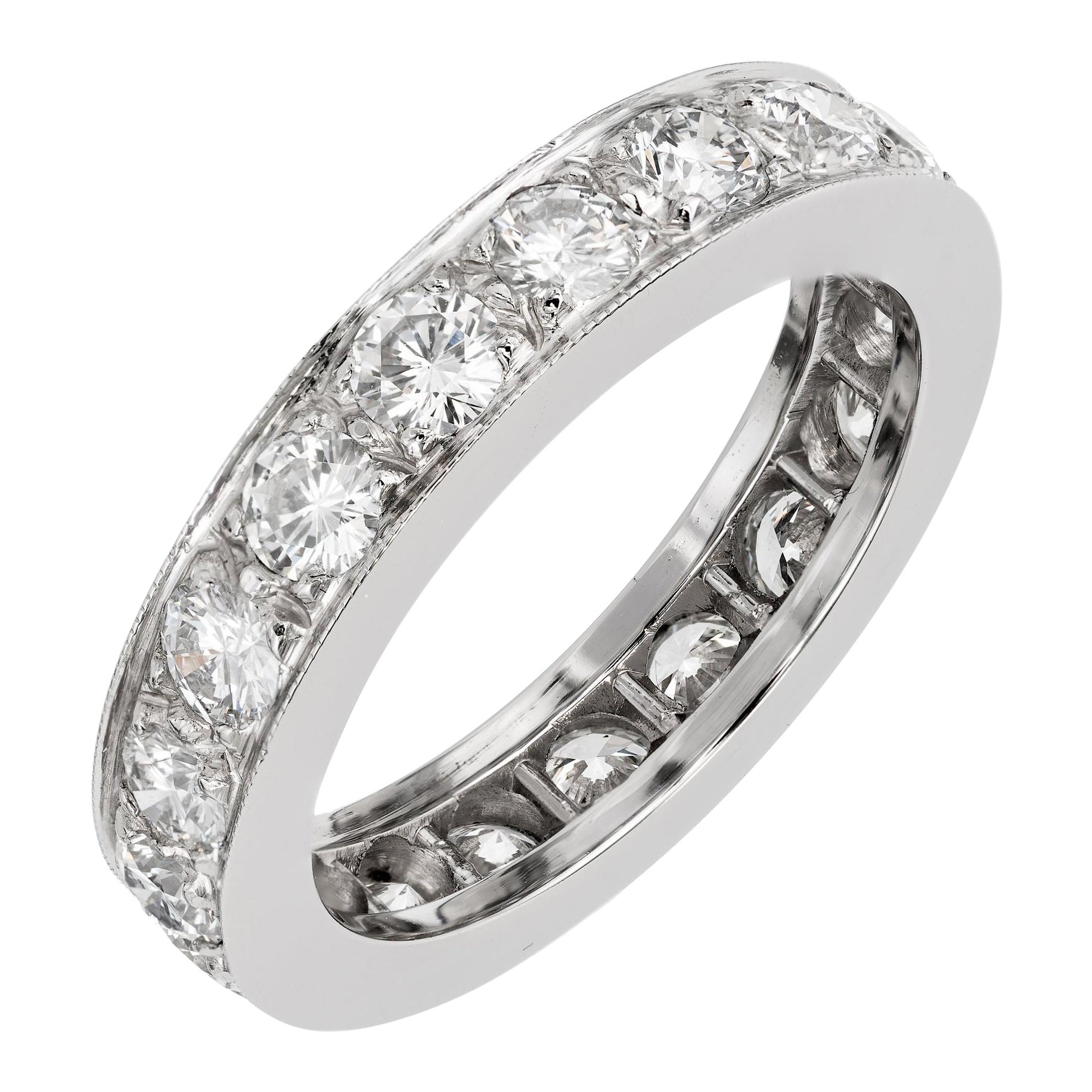 Peter Suchy Diamond 2.0 Carat Eternity Platinum Bead Set Wedding Band Ring