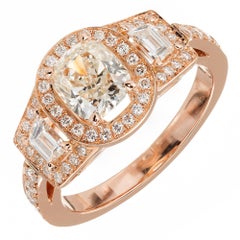 Peter Suchy 1.03 Carat Diamond Gold Triple Halo Three-Stone Engagement Ring