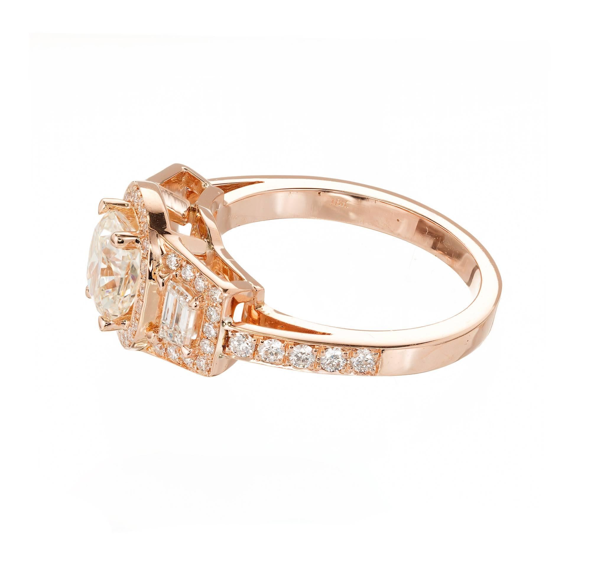Peter Suchy 1.03 Carat Diamond Gold Triple Halo Three-Stone Engagement Ring For Sale 2