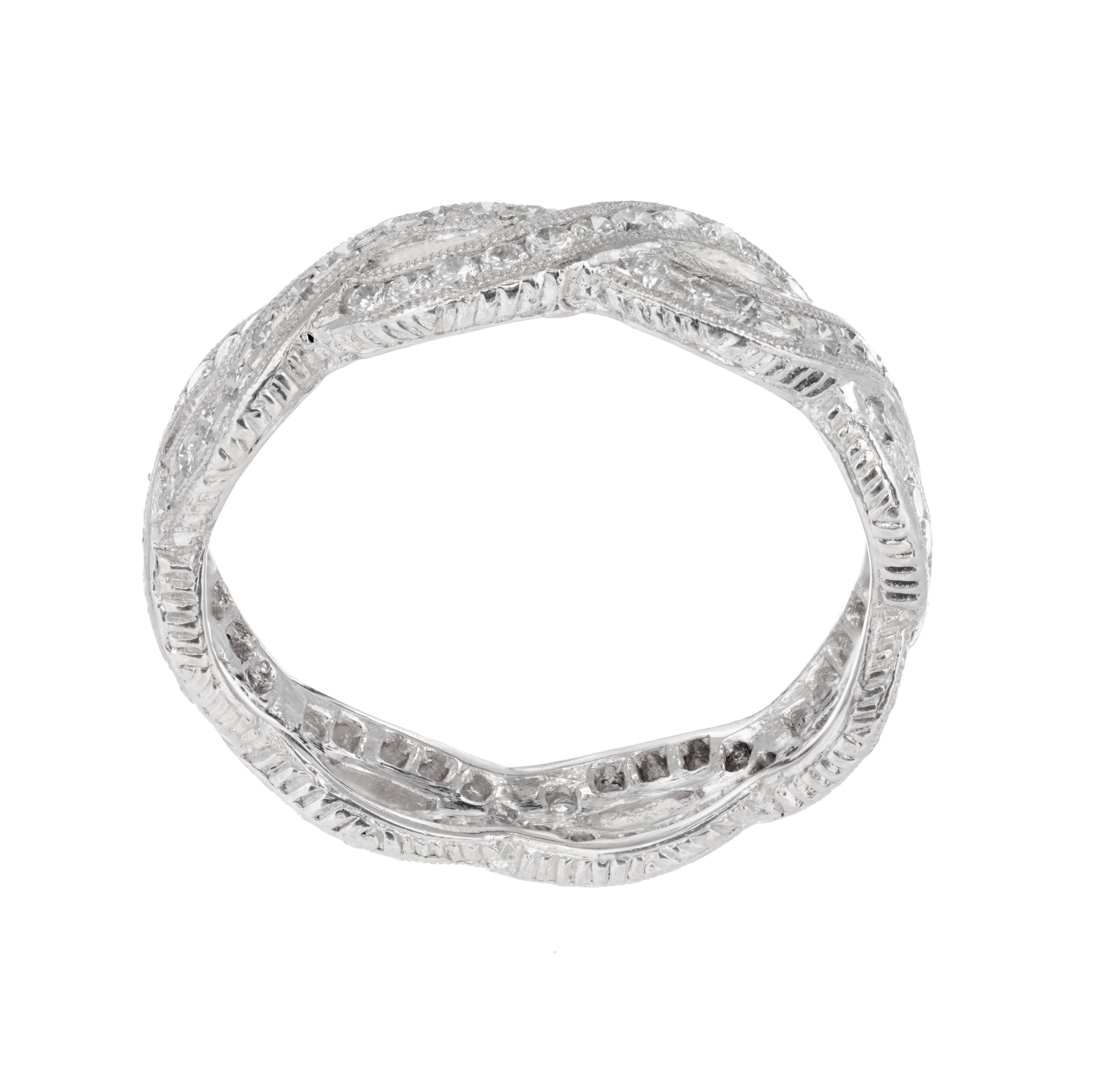 Peter Suchy Diamond Infinity Style Eternity Platinum Band Ring In Good Condition In Stamford, CT