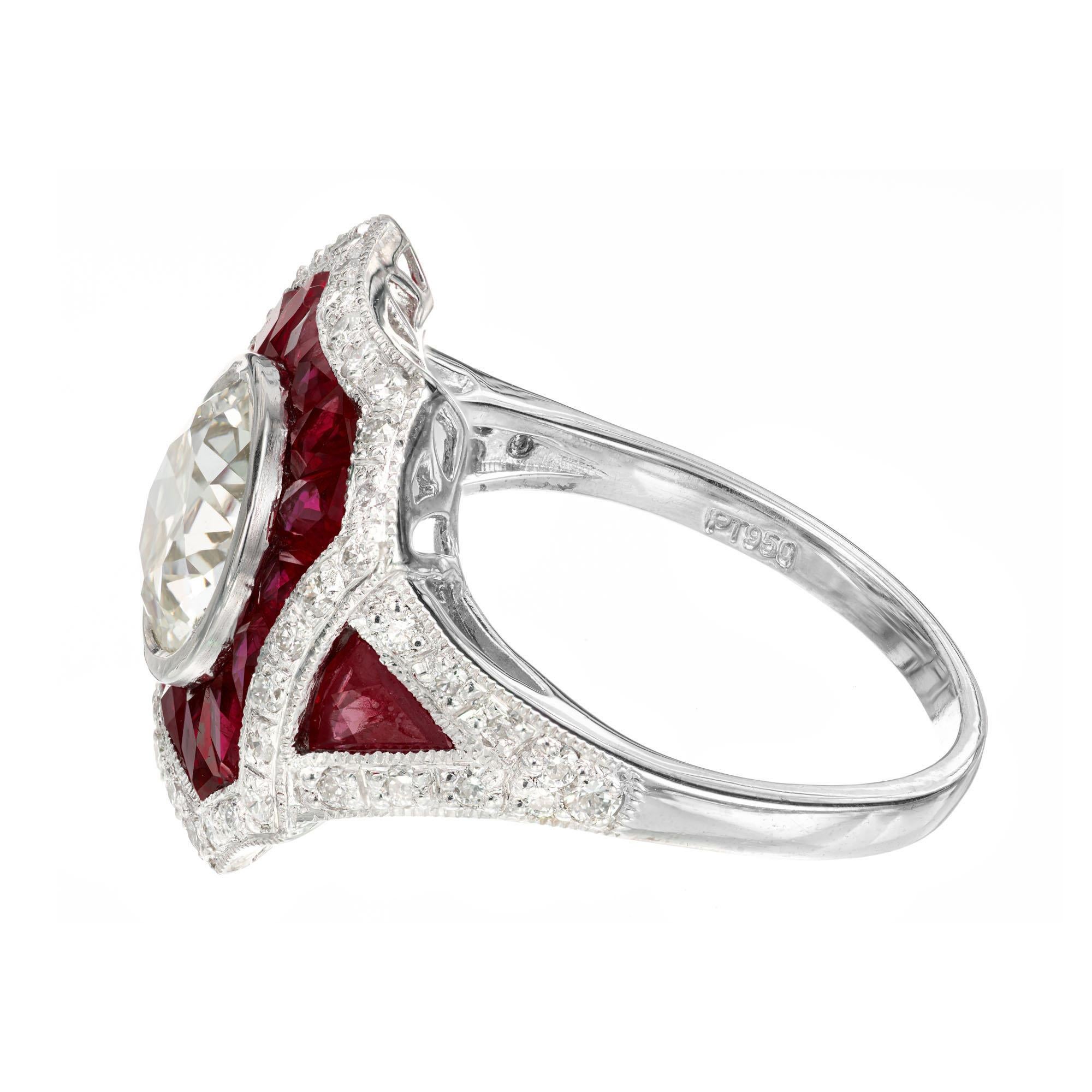 Bague de fiançailles Peter Suchy en platine avec halo de diamants ronds de 1,75 carat certifiés GIA Pour femmes en vente